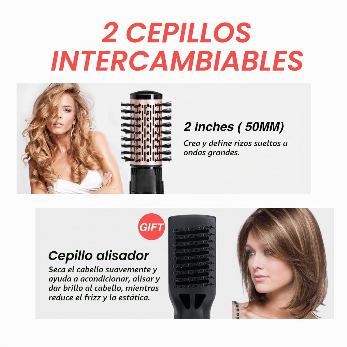 Kit de Cepillo Giratorio BEAUTIMETER Negro y Dorado con Aire Caliente Iónico 3 en 1