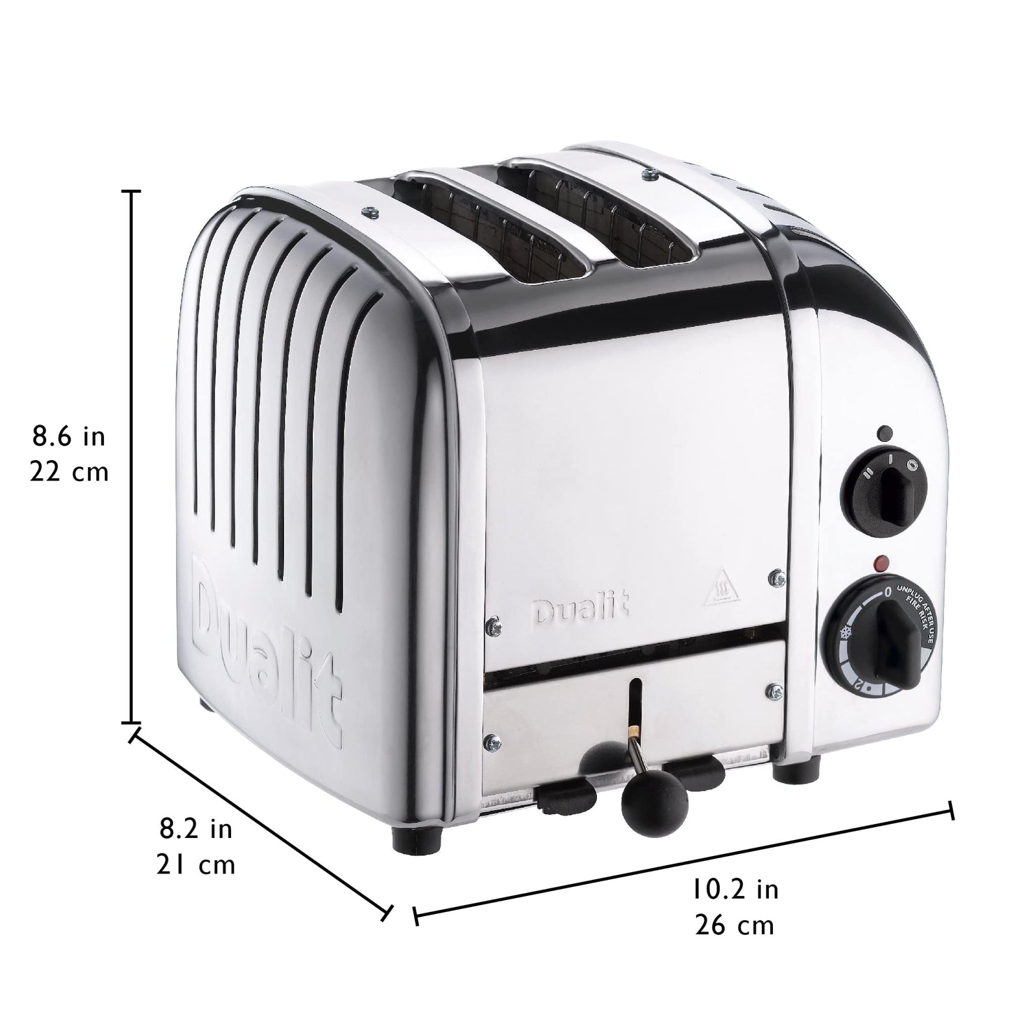 Dualit Classic - tostador NewGen de 2 rebanadas - Acero inoxidable - Construido a mano en el Reino Unido - Elementos ProHeat reemplazables - Descongelar pan - Temporizador mecánico - tostador clásica