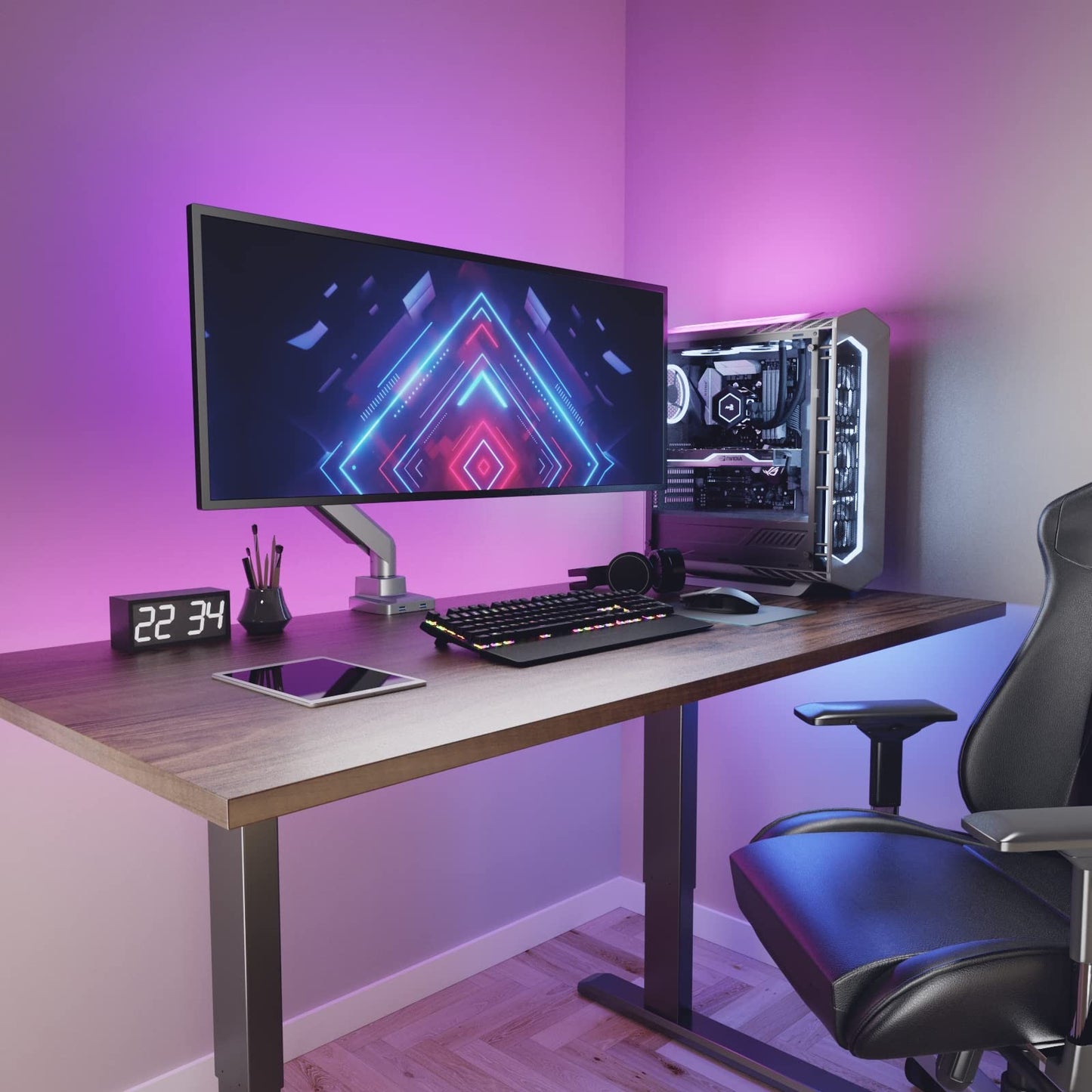 Brazo de Monitor WALI Plateado Ultrawide para Pantallas Curvadas de 13 a 49 Pulgadas con Puertos USB 3.0