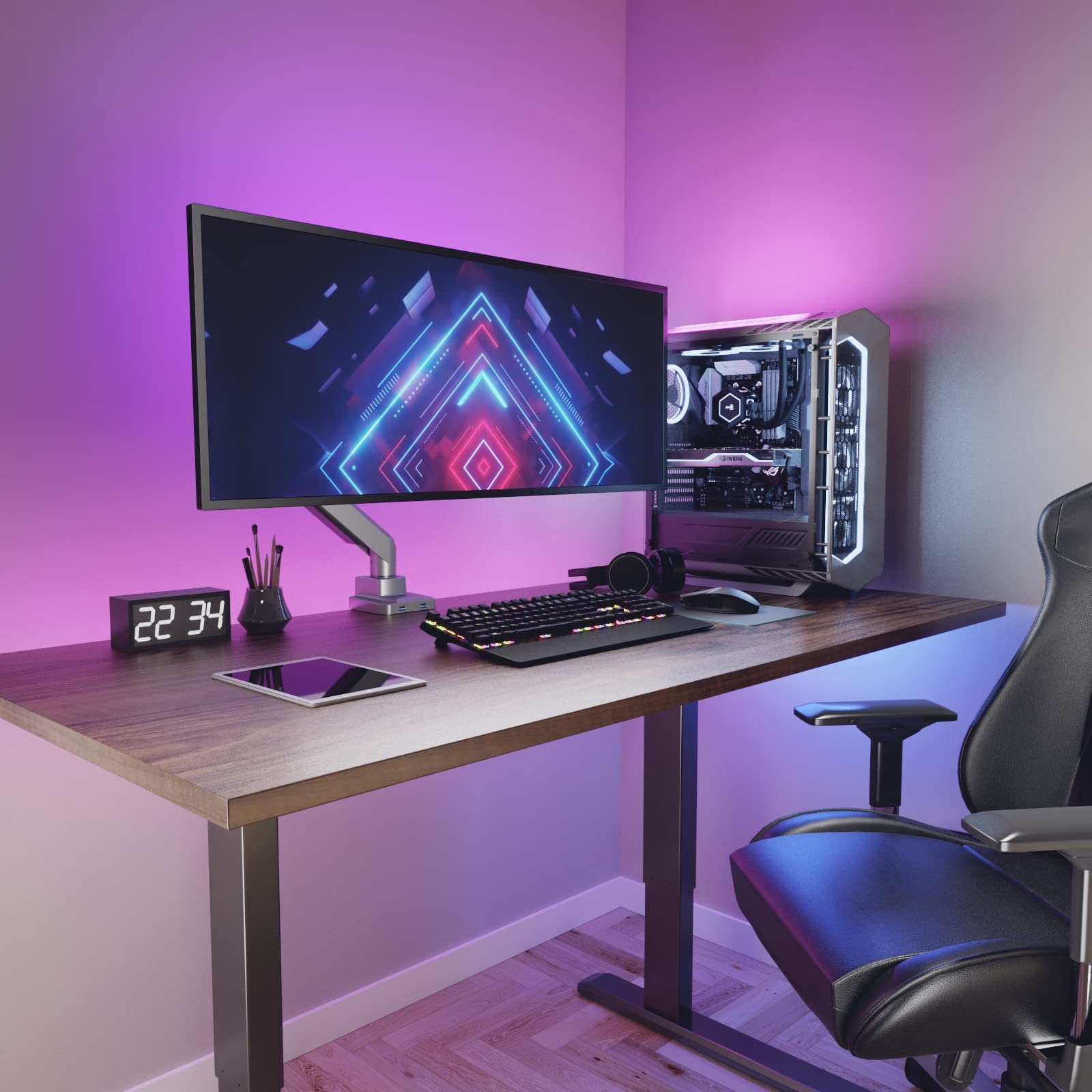 Brazo de Monitor WALI Plateado Ultrawide para Pantallas Curvadas de 13 a 49 Pulgadas con Puertos USB 3.0