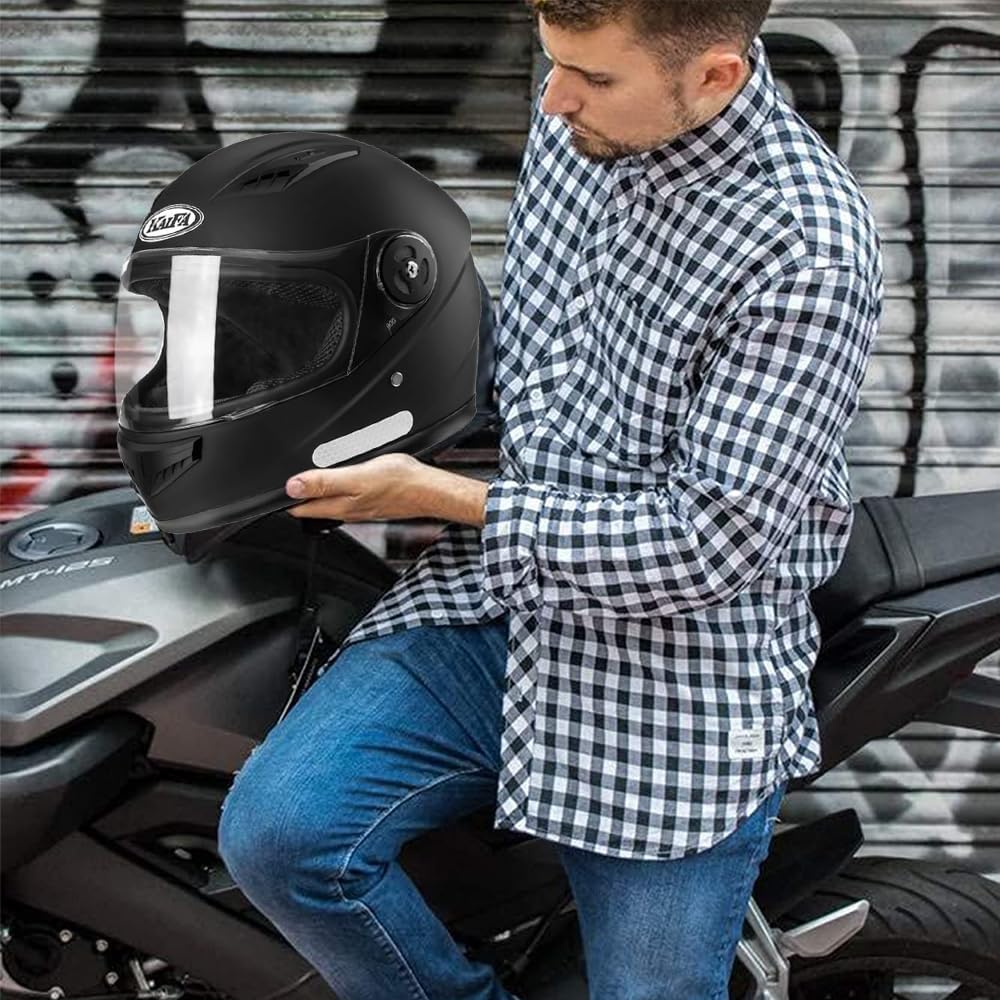 Casco de Moto para Motocicleta Integral Ajustable - Casco Motocicleta Integral con Lente antivaho HD, Babero de vellón extraíble Respirable y Ligero Matte Abatible Todas Las Tallas, Talla Única