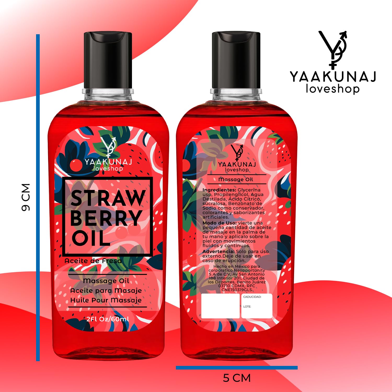 Aceite Para Masaje Yaakunaj Loveshop Fresa Comestible