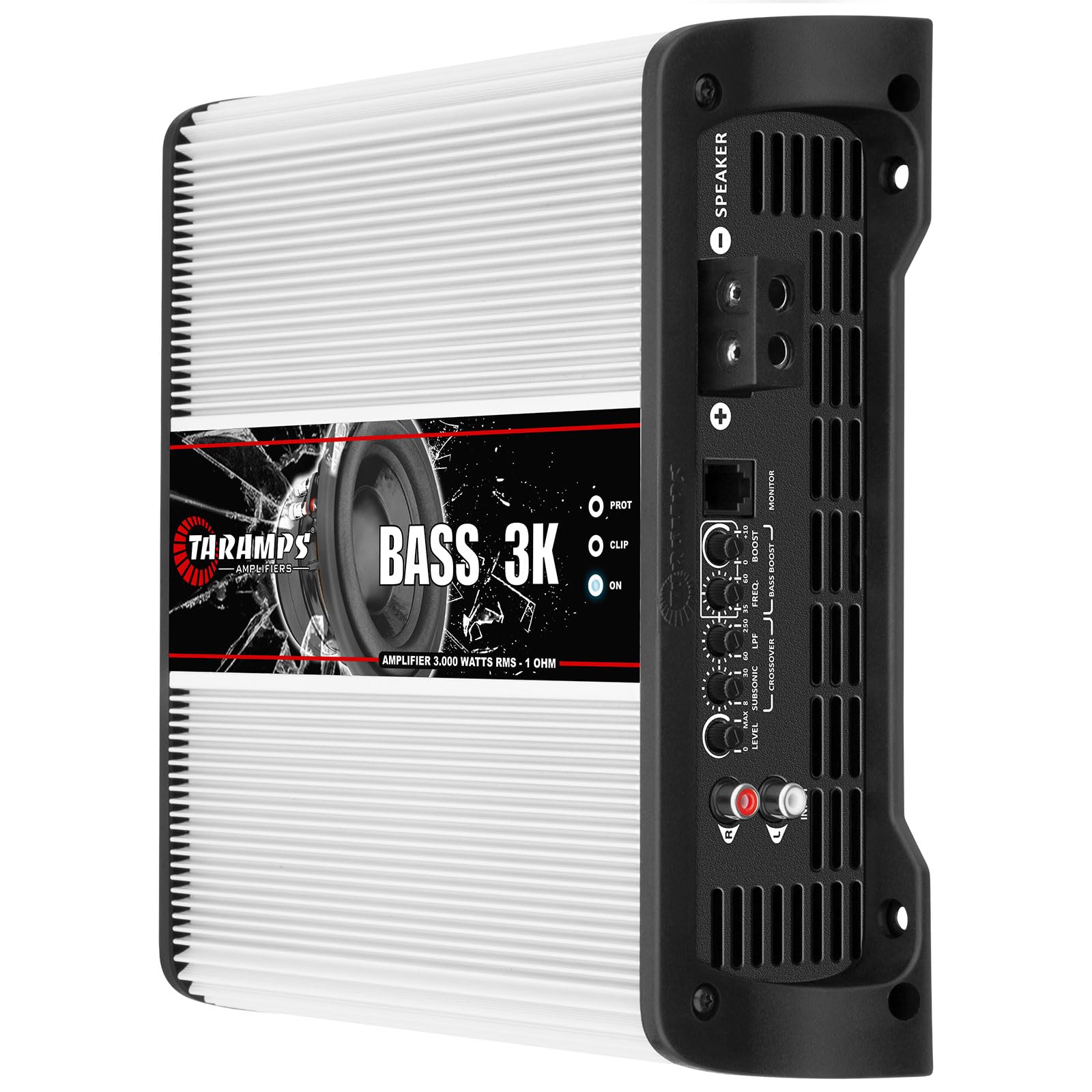 Amplificador Monofónico Taramps Blanco 3000 Vatios Clase D 1 Ohmio Monobloque