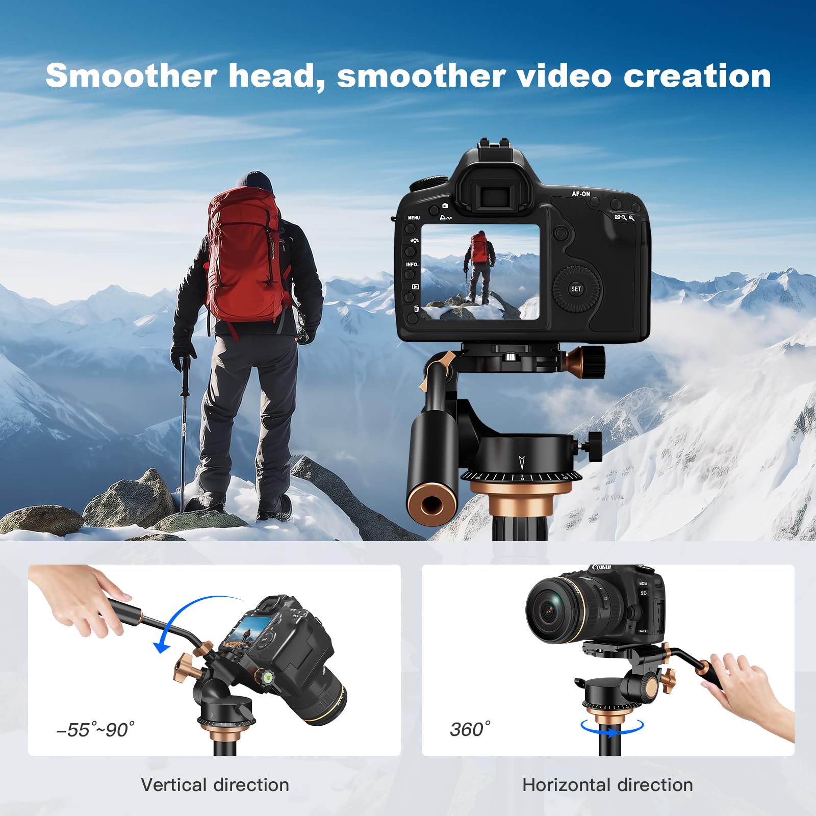 Trípode de Cámara Soonpho Q-08S Negro con Mango Extendido y Placa Deslizante