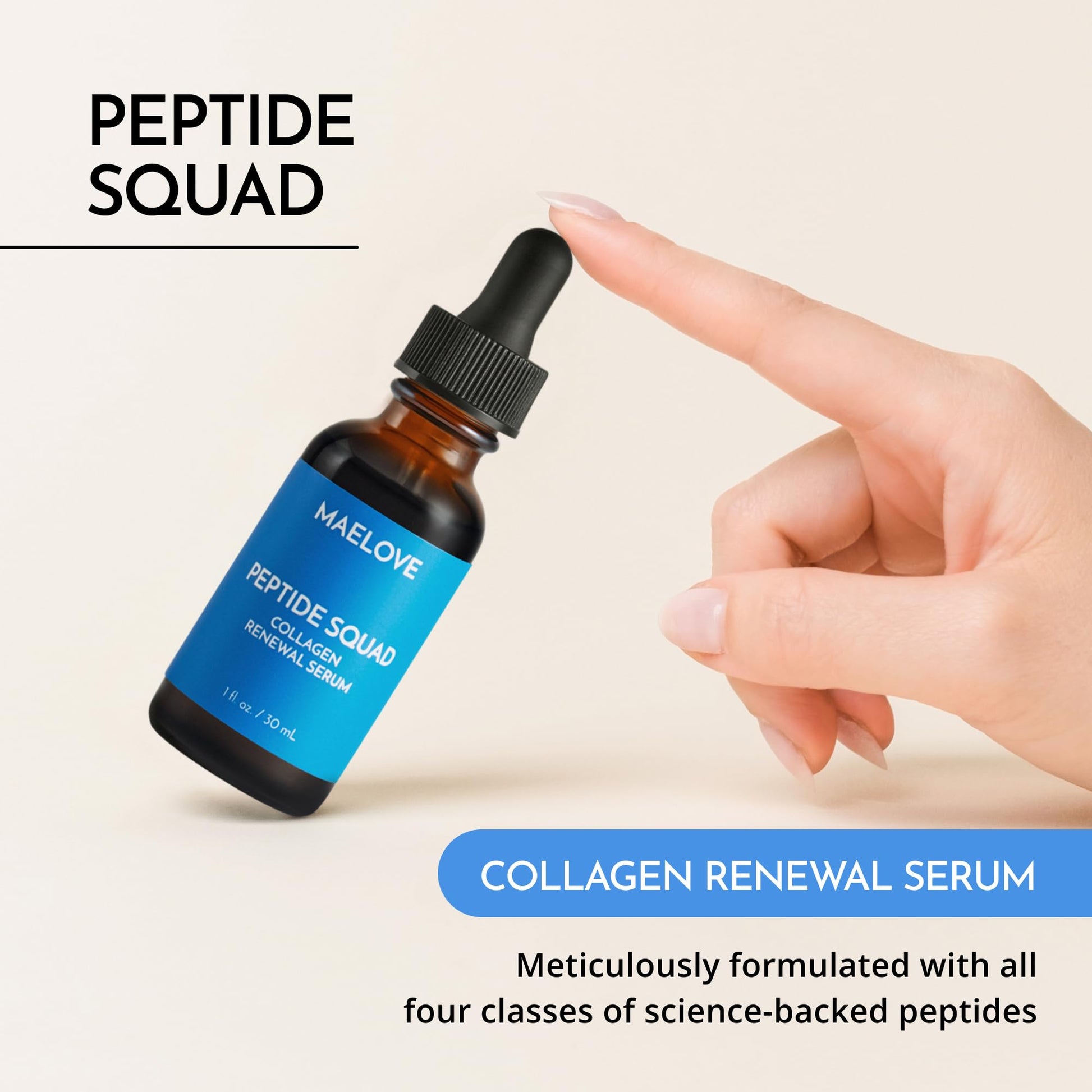Suero renovador de colágeno Peptide Squad, suero antienvejecimiento para el rostro con péptidos de cobre, argirelina y Matrixyl 3000, suero hidratante con péptidos para arrugas, líneas finas y