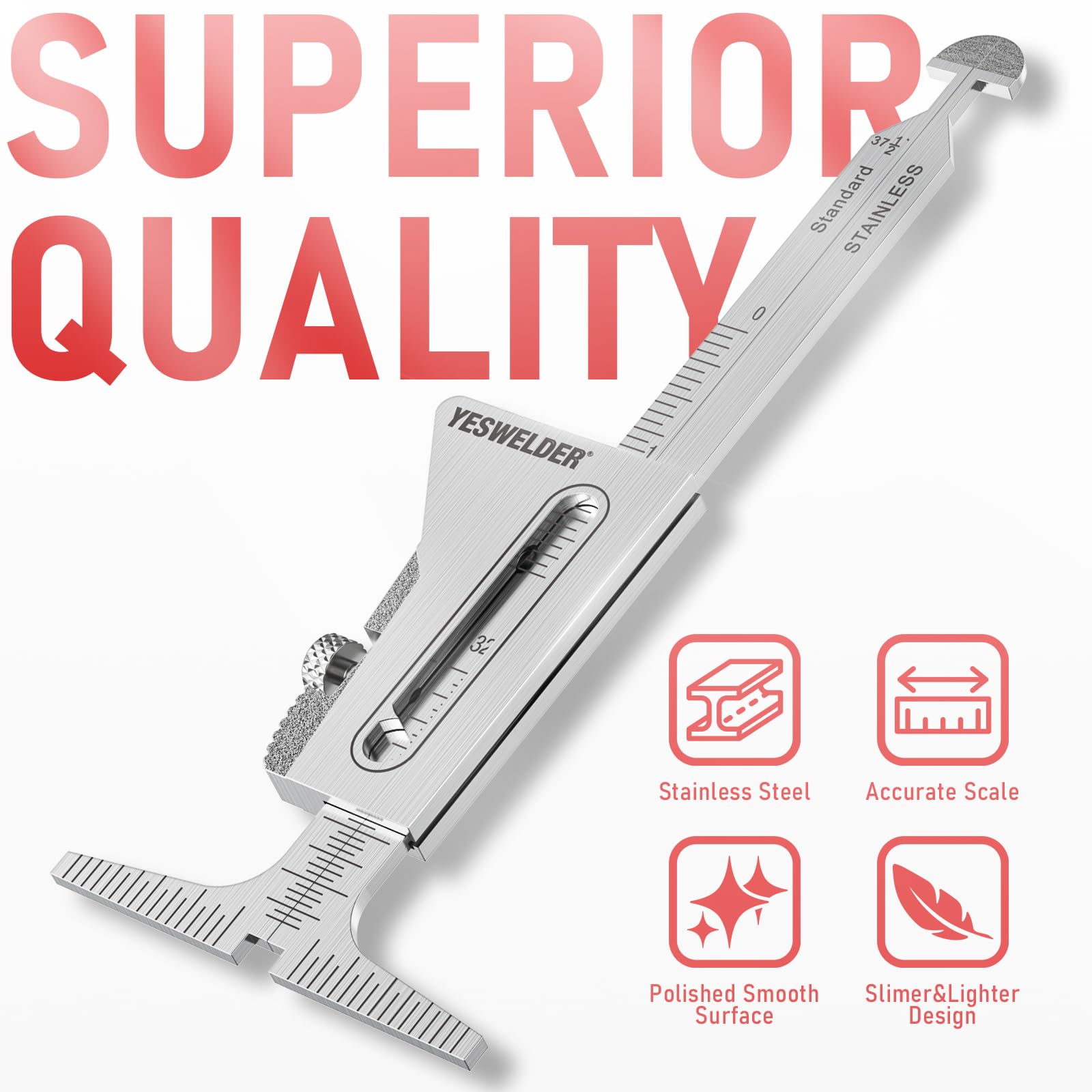 Calibre de Soldadura YESWELDER Acero Inoxidable Ajuste Precision Medición de Tuberías