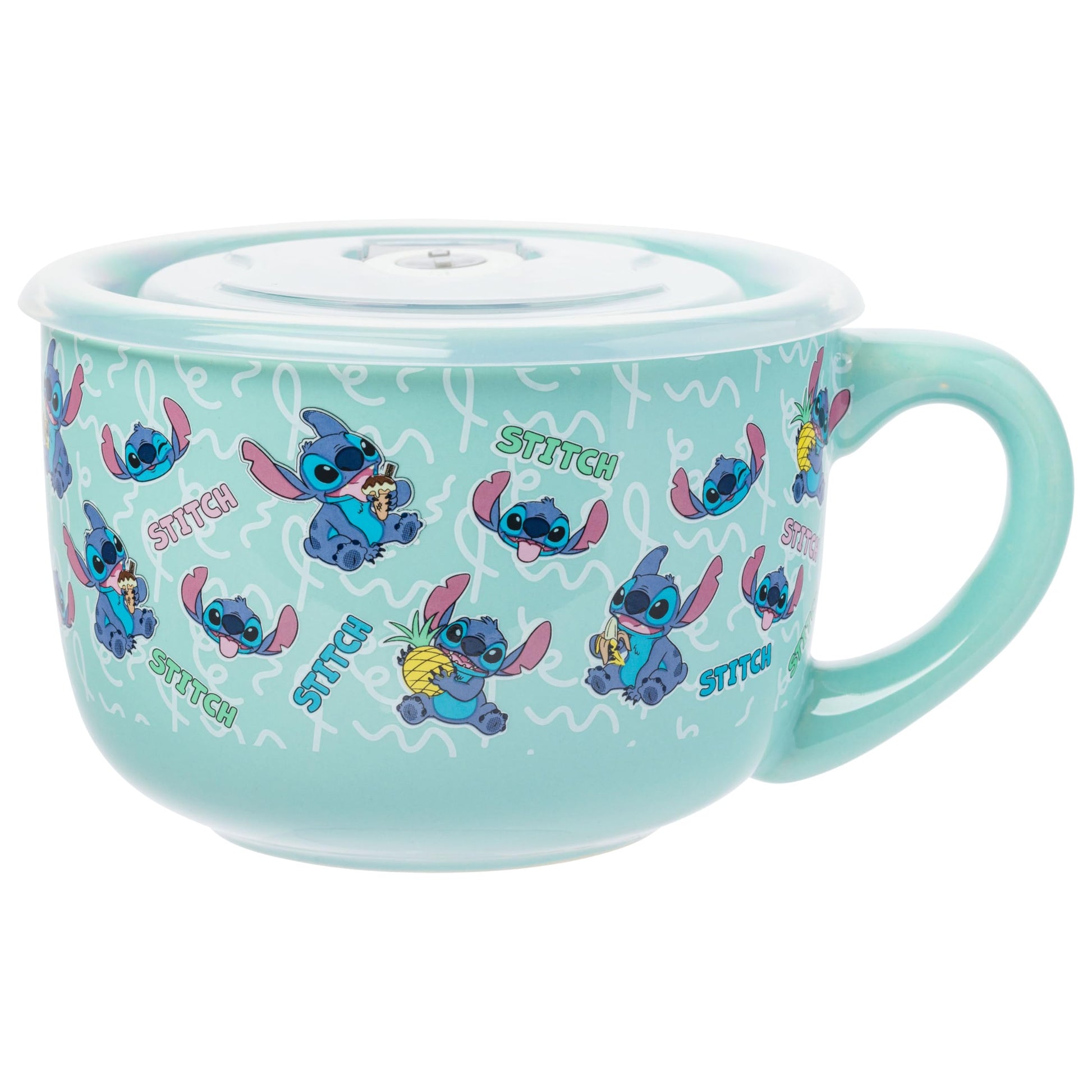 Taza de Cerámica Silver Buffalo Lilo and Stitch Pastel con Tapa Plástica Ventilada