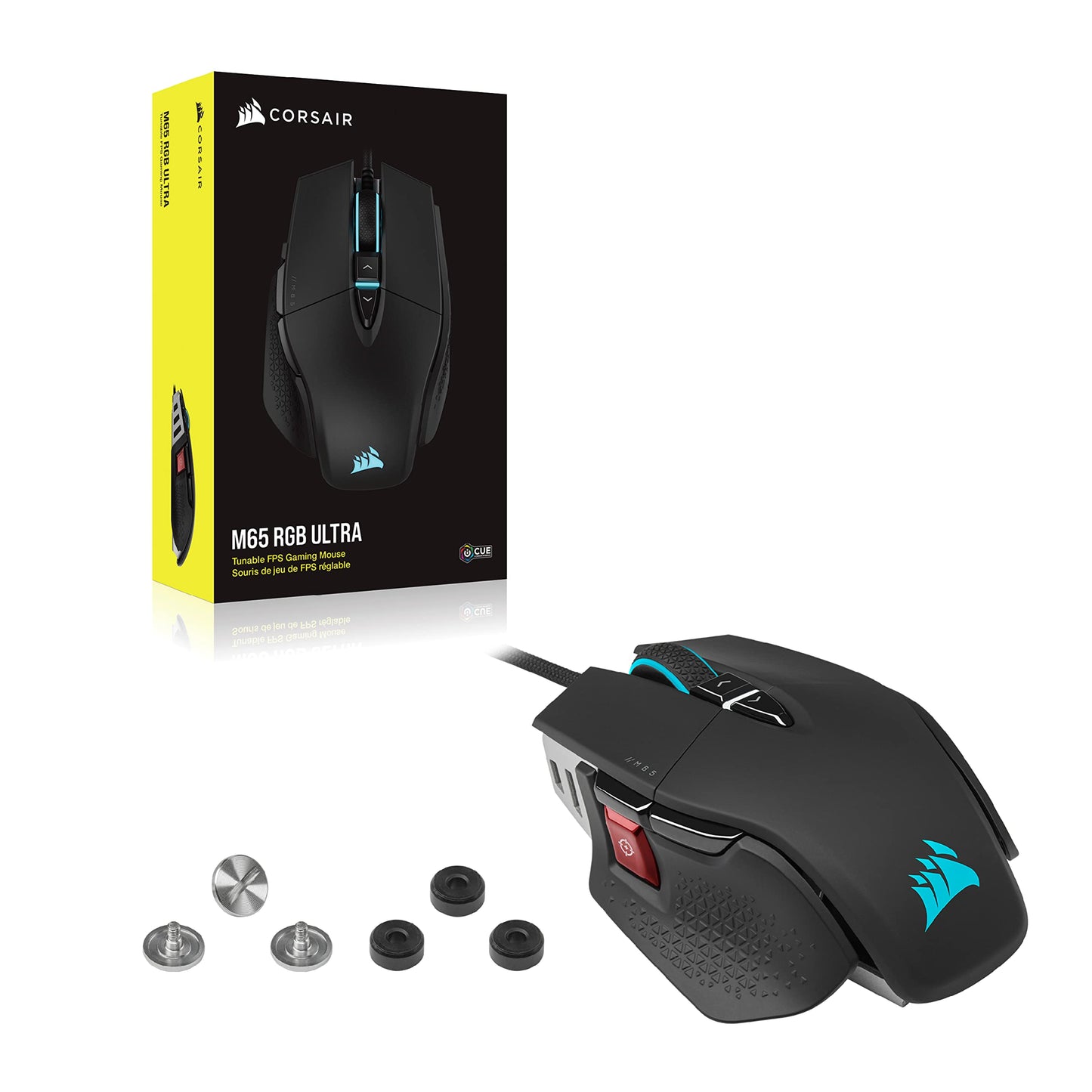 Corsair M65 RGB Ultra Ratón para Juegos FPS Personalizable - Sensor Óptico de 26.000 PPP Marksman, Conmutadores Ópticos, Hiperprocesamiento AXON, Control de Fusión de Sensores - Negro CH-9309411-NA2