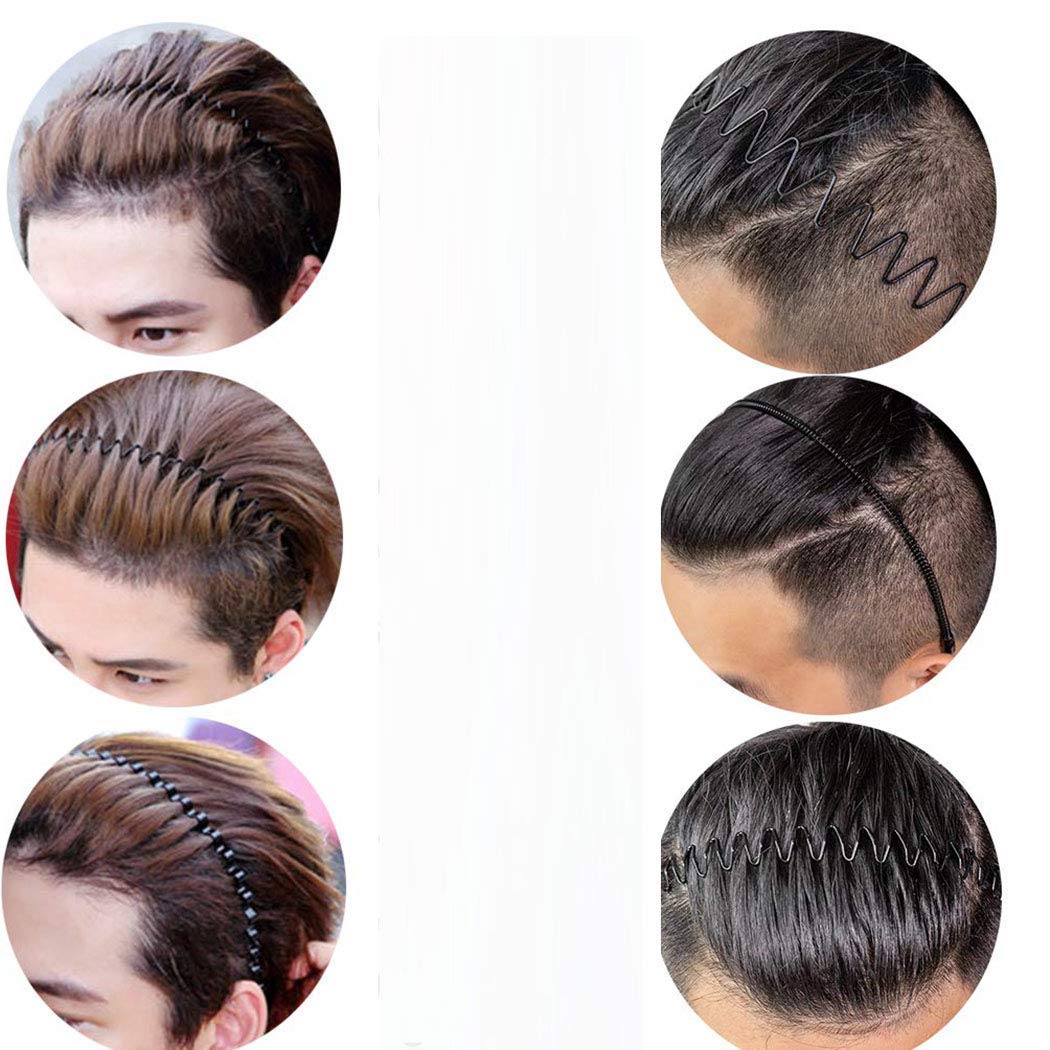 YIUTERA Diademas de Metal Ondulado, 6 Piezas Ondulada Deportes Cabello Aro, Unisex Negro Primavera Diadema, Aro para el Pelo Antideslizantes para para Correr, Baño y Maquillaje Diademas de Metal