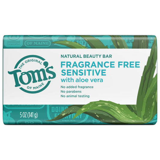 Tom's of Maine Natural Beauty Bar Soap with Aloe Vera, Fragrance Free, 5 oz