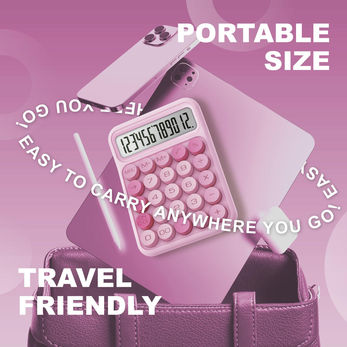 Calculadora CATIGA Rosa con Pantalla LCD Grande y Teclas Amplias para Oficina y Aula