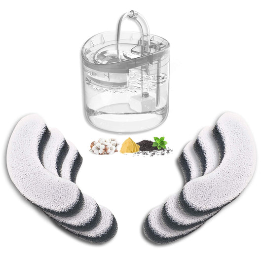 Filtro de Fuente de Agua HAPUP Forma de Arco Lavable Triple Filtración carbón Activado para Perro y Gato 1.8 L