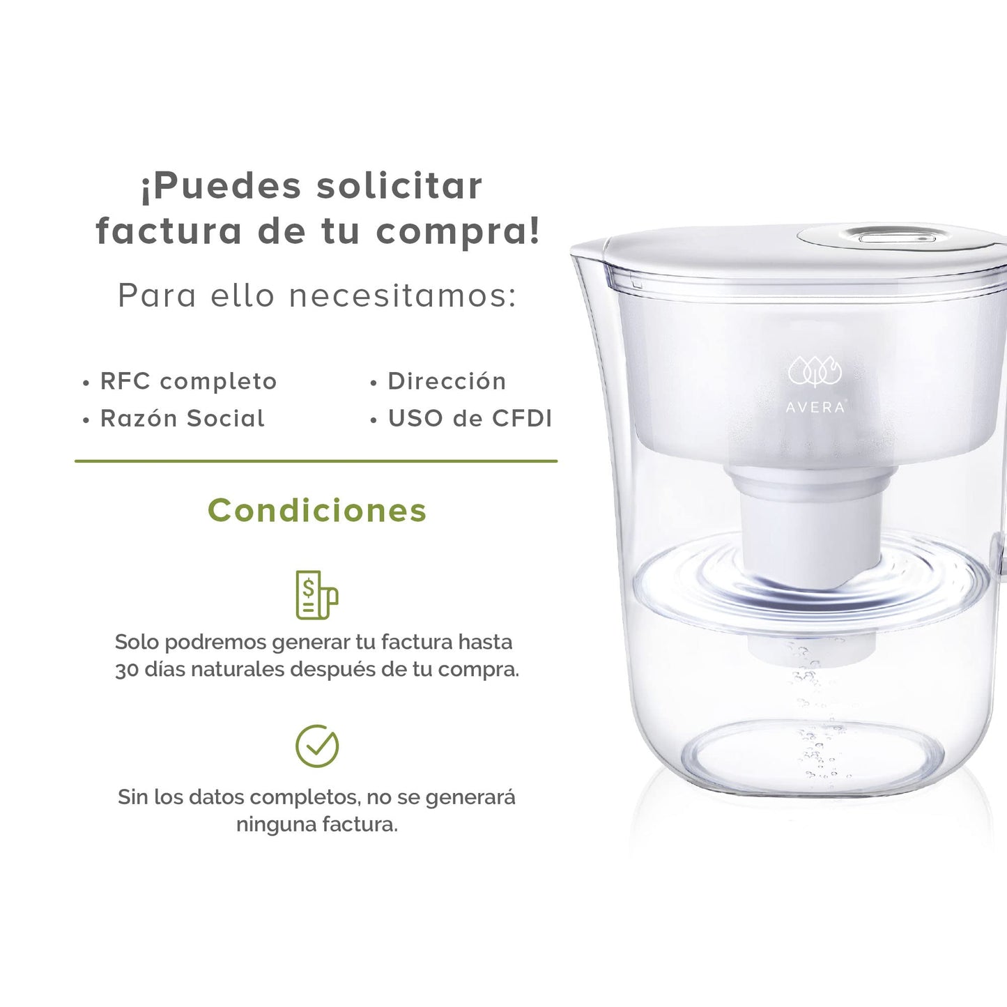 AVERA Jarra de agua con filtro de carbono activado con 4 etapas de filtrado, Agua pura y libre de materiales pesados, Capacidad de 3.5L | JPA01
