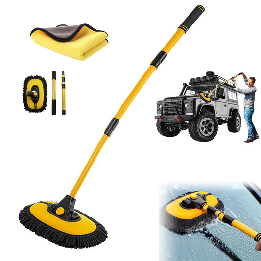 Cepillo de Lavado QIUZSE Amarillo con Mango Largo para Autos y Camiones
