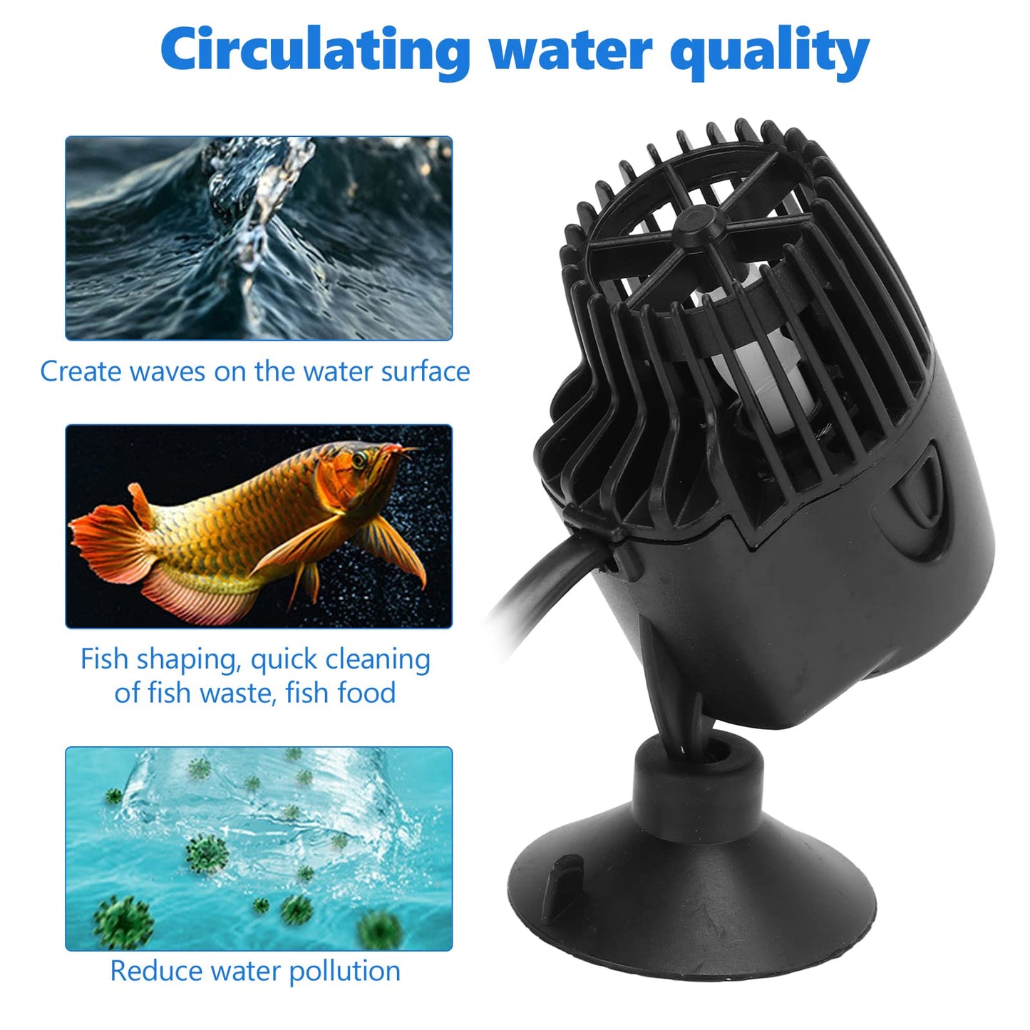 Hztyyier Bomba de Circulación para Tanque de Peces, Bomba Wavemaker para Acuario, Temperatura Uniforme Libre de Inversión Potente para Agua de Mar (EE. UU. 110V ZY-100M)