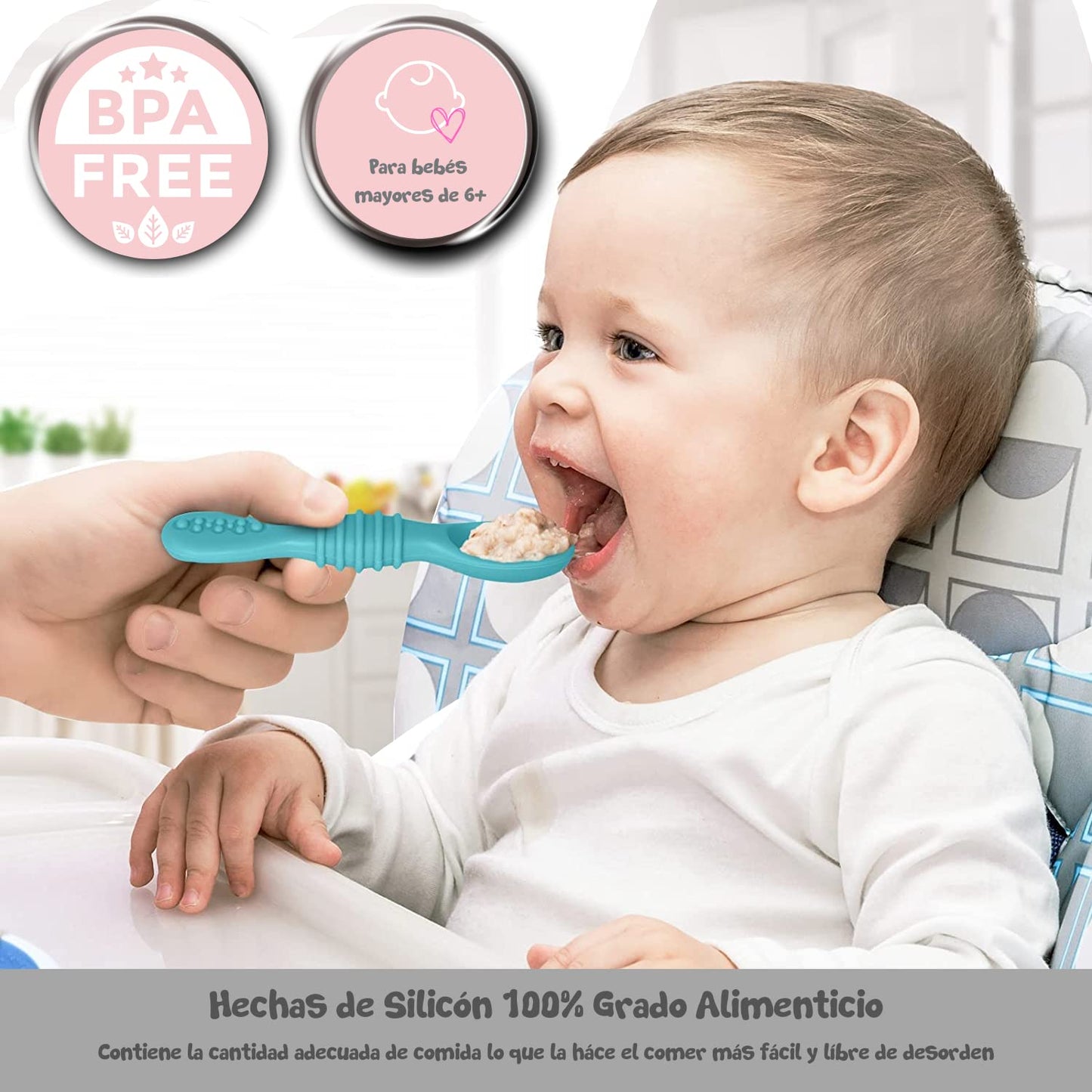 Cucharas de Silicón PAPU BABY Azul Set de 4 para Niño
