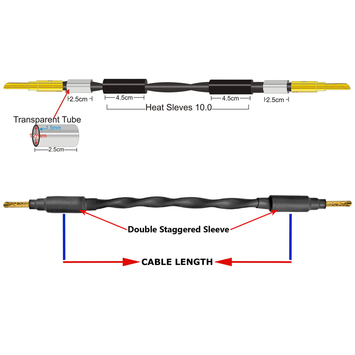 Cable Puente de Altavoz HiFi Worlds Best Cables Dorado Canare 4S11 11AWG Grado Audiófilo 4 Unidades