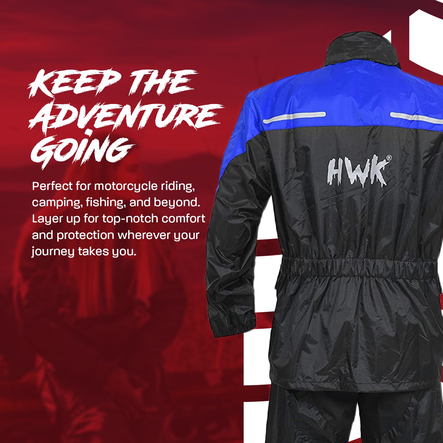 HWK - Traje de lluvia de motocicleta para hombres y mujeres, ropa, chamarras y pantalones reflectantes, traje de lluvia impermeable