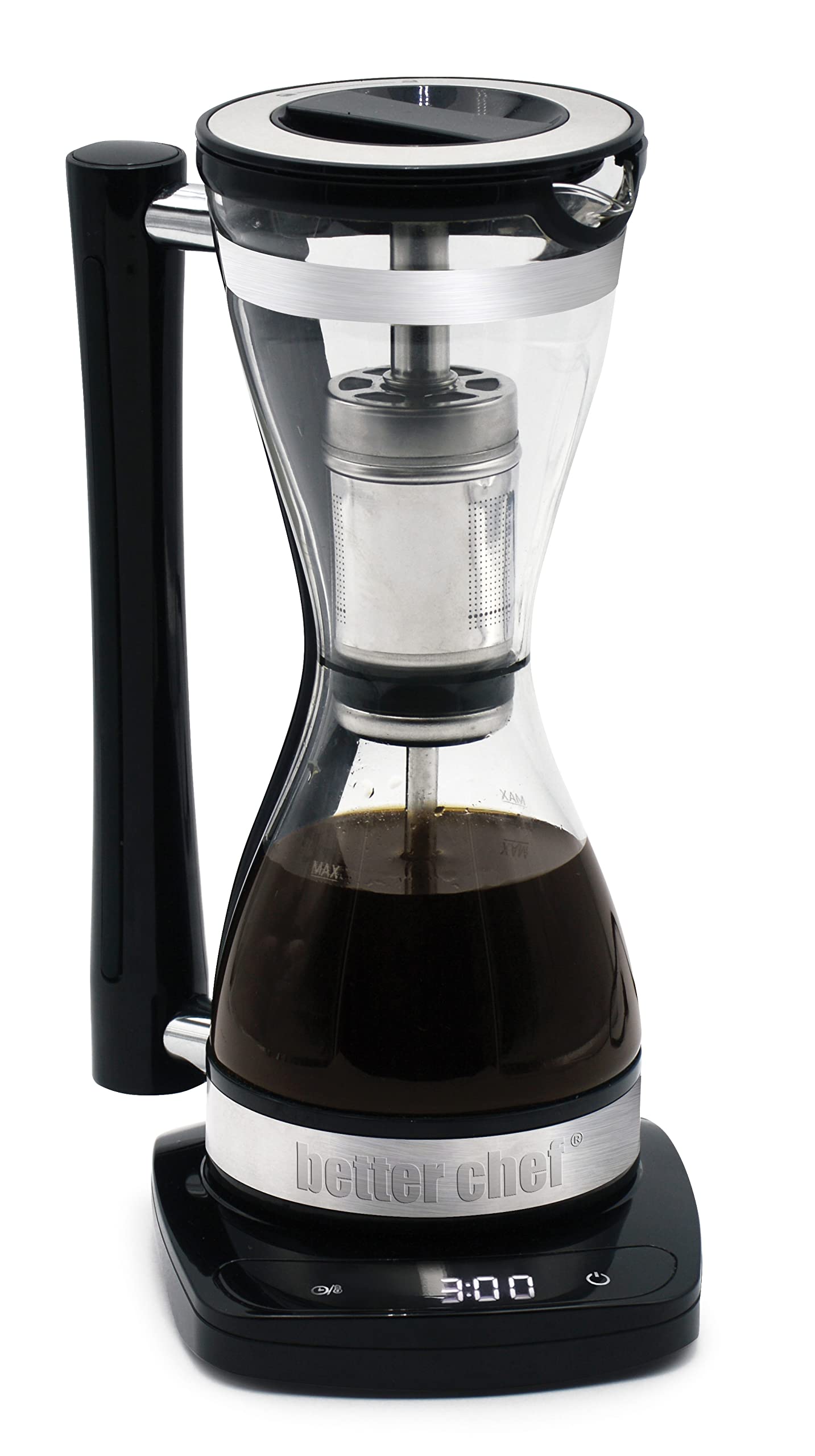 Better Chef - Cafetera eléctrica de sifón | 8 onzas | 3 ajustes de fuerza de cerveza | Filtro permanente de acero inoxidable | 30 minutos para mantener caliente | Mejor que verter sobre café