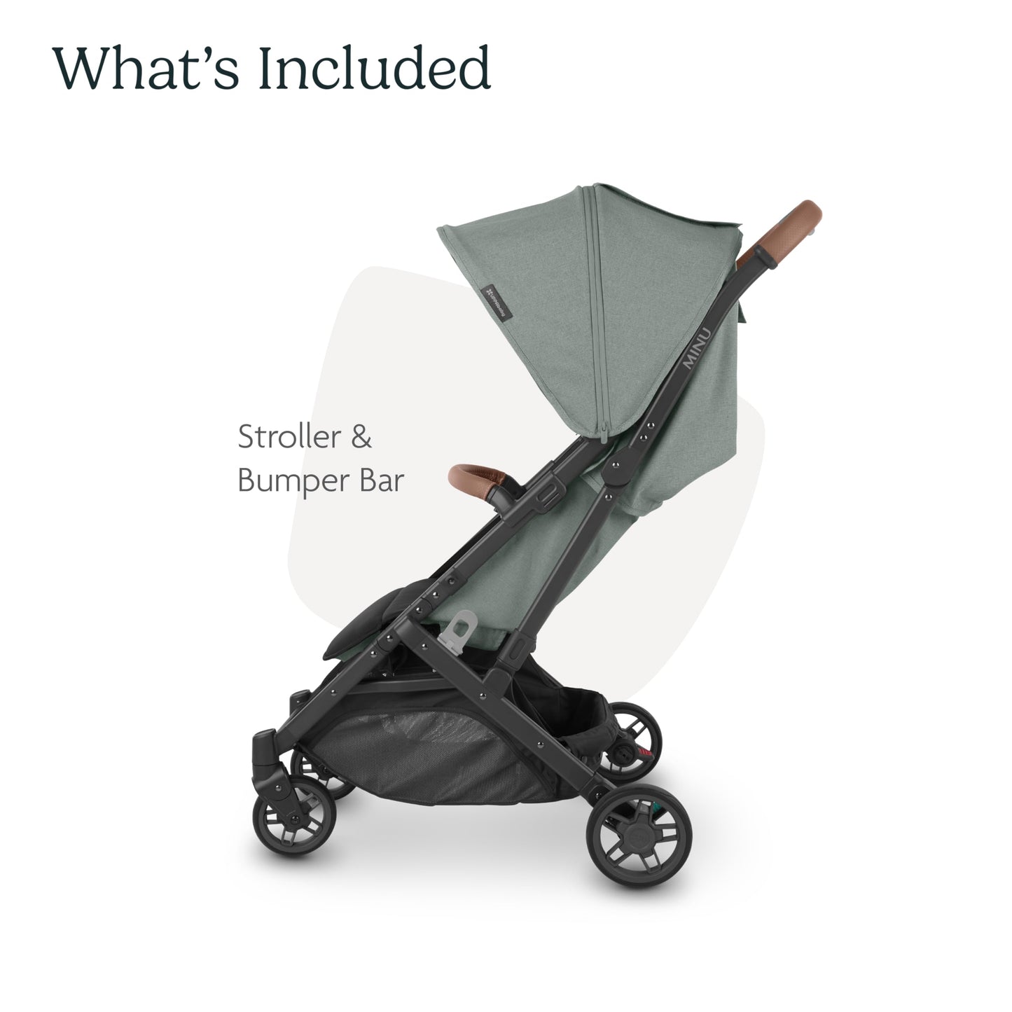 Carriola de Viaje UPPAbaby Minu V2 Verde Melange con Diseño Portátil y Barra de Parachoques de Piel