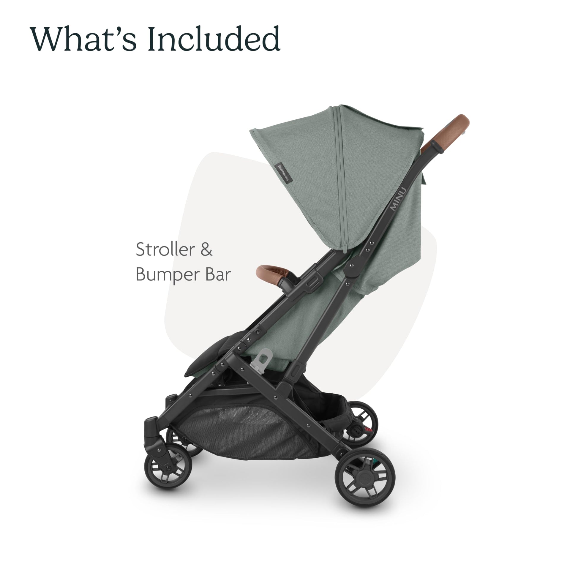 Carriola de Viaje UPPAbaby Minu V2 Verde Melange con Diseño Portátil y Barra de Parachoques de Piel