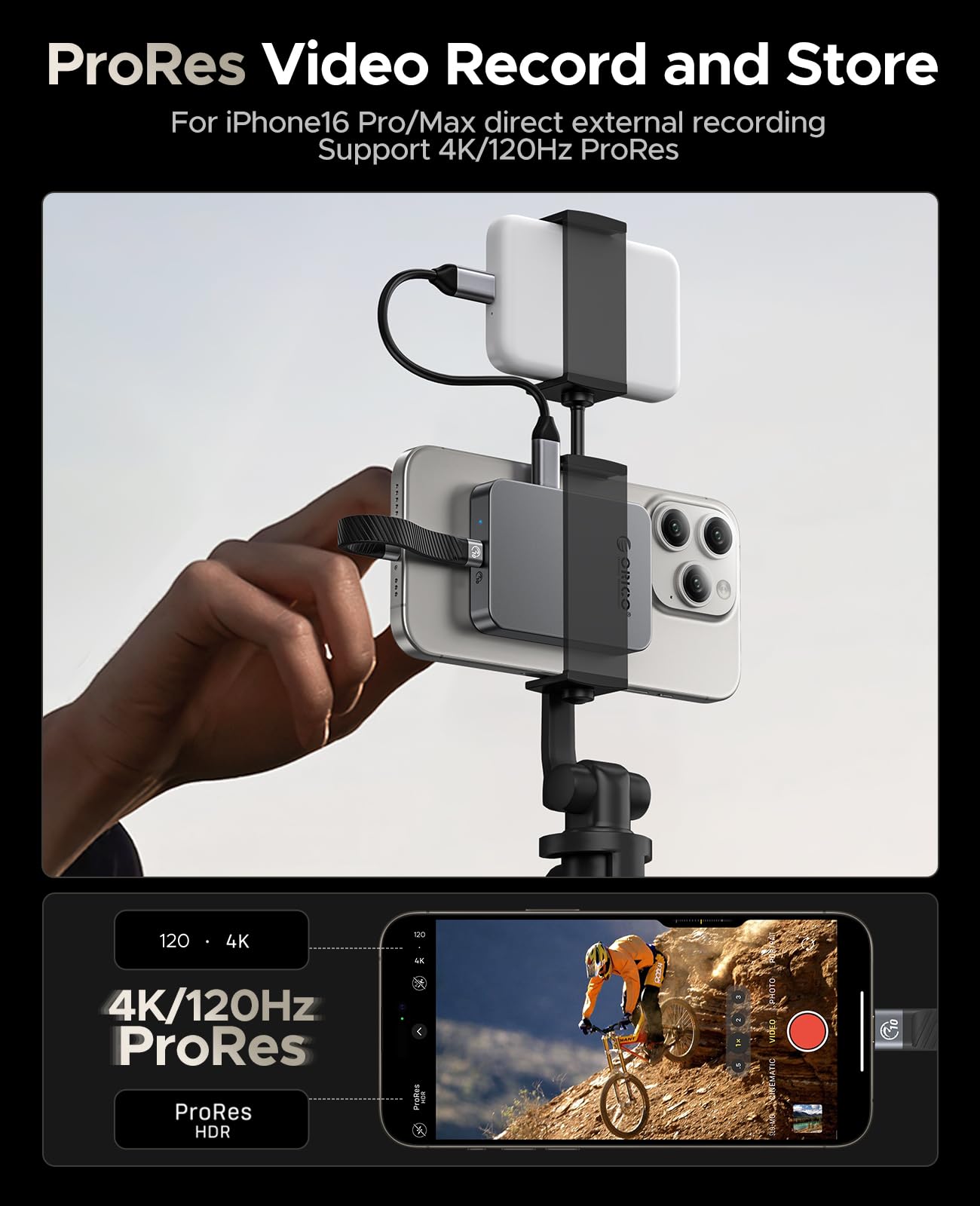 Unidad Externa SSD ORICO 512 GB Aluminio Resistente con Carga PD100W y 1000MB/s USB 3.2 para iPhone y Portátiles