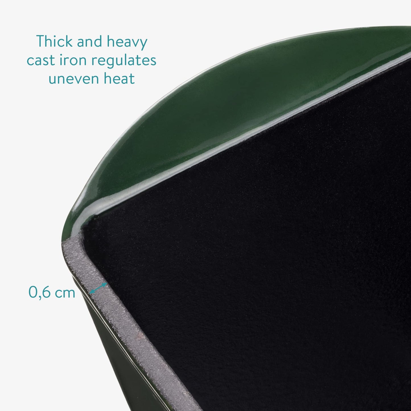Navaris Olla para Hornear Pan - Cacerola Rectangular 34 x 13 x 13 cm de Hierro Fundido para Horno Bbq Vitrocerámica Inducción - Cazuela con Tapa - Verde