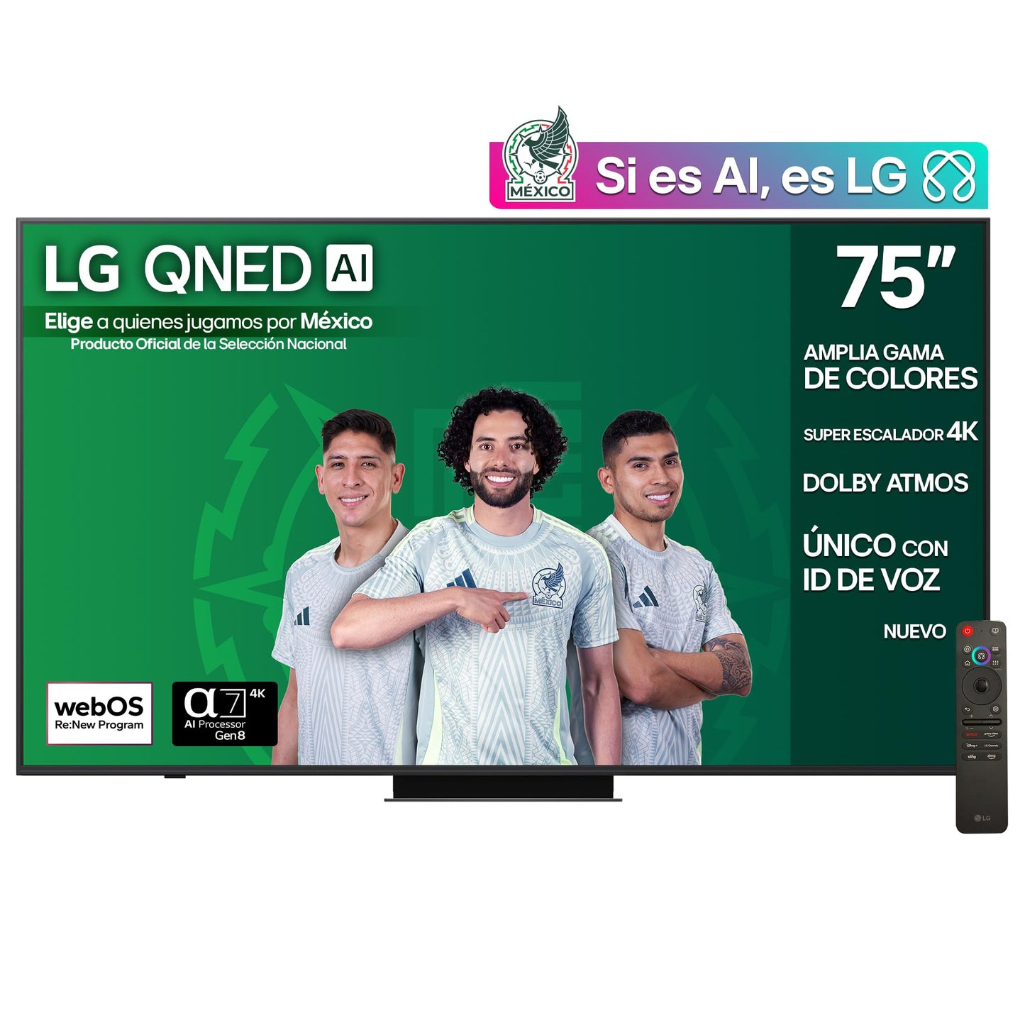 LG Pantalla 75pulgadas QNED AI QNED83 4K Smart TV webOS 2025 75QNED83ASG |Sistema Operativo webOS | Identificación de Voz AI | Dynamic QNED Color | Dolby Atmos Channels | Filmmaker Mode