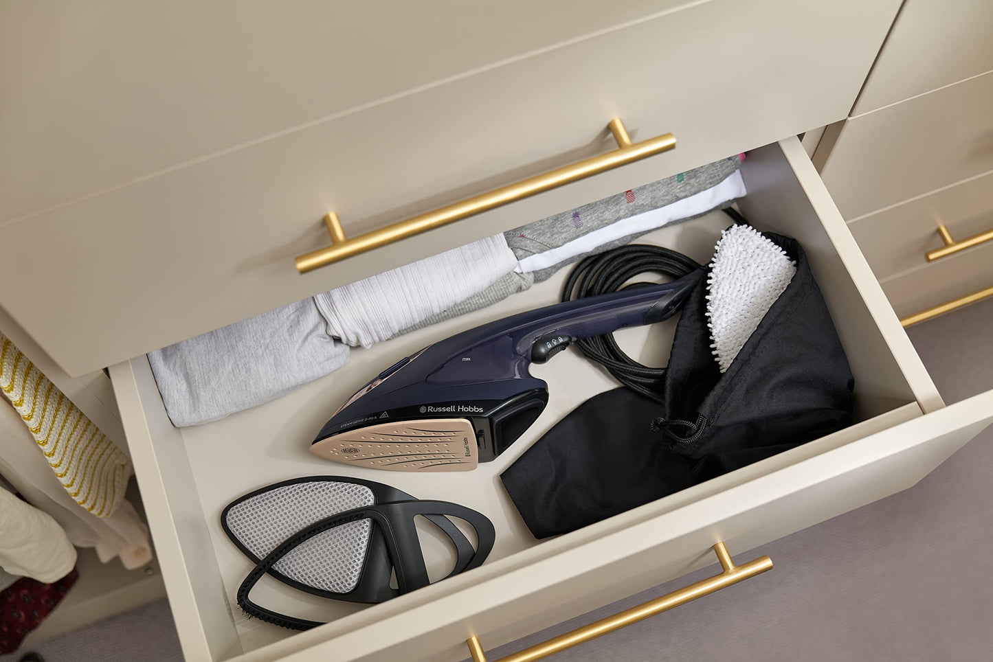 Plancha Russell Hobbs Multi Steam Genie Azul 2 en 1 Con Accesorios