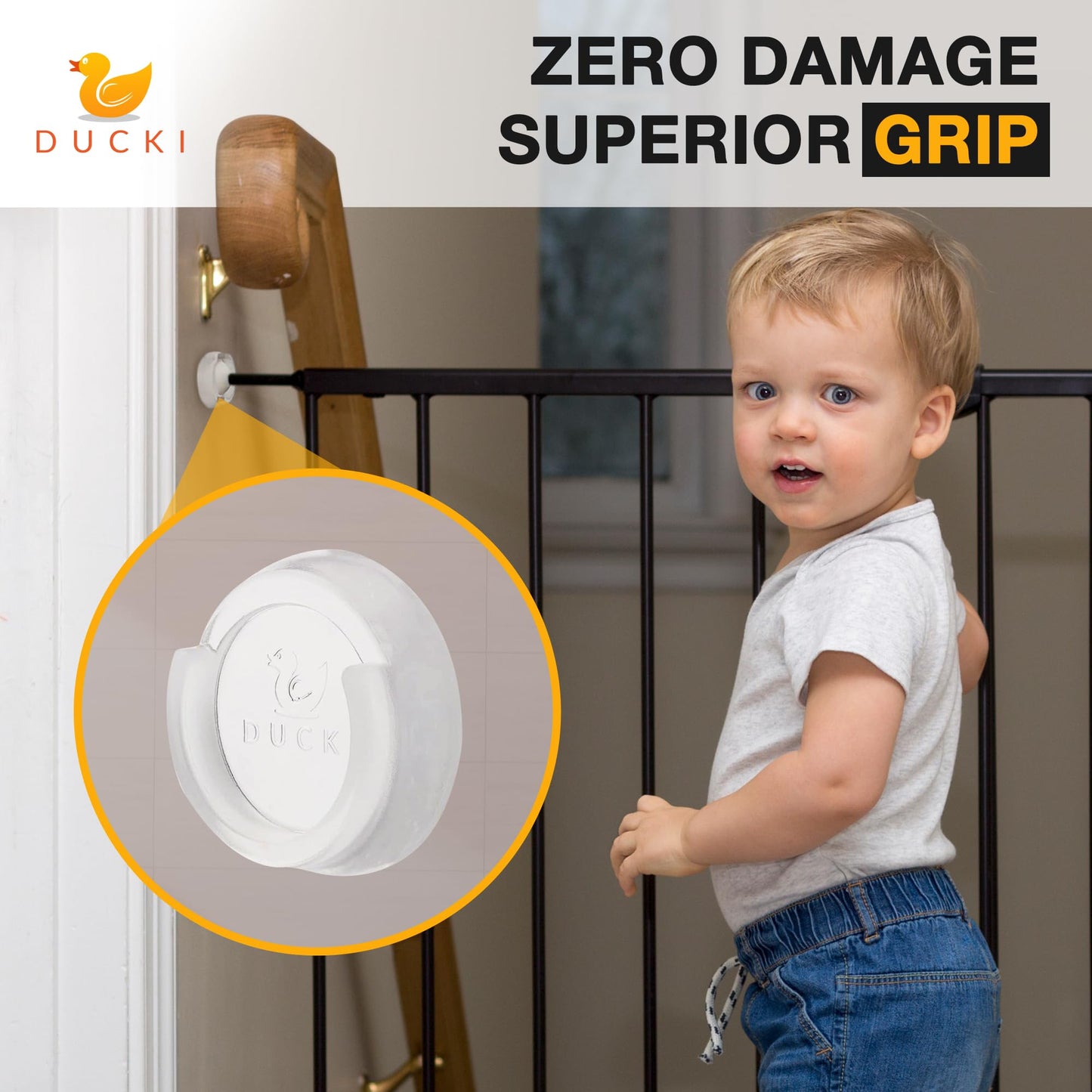 Ducki - Protector de pared para puerta de bebé, autoadhesivo, duradero y reutilizable, para bebés, puertas de mascotas, piezas de repuesto, protectores contra arañazos en la puerta, kit de seguridad