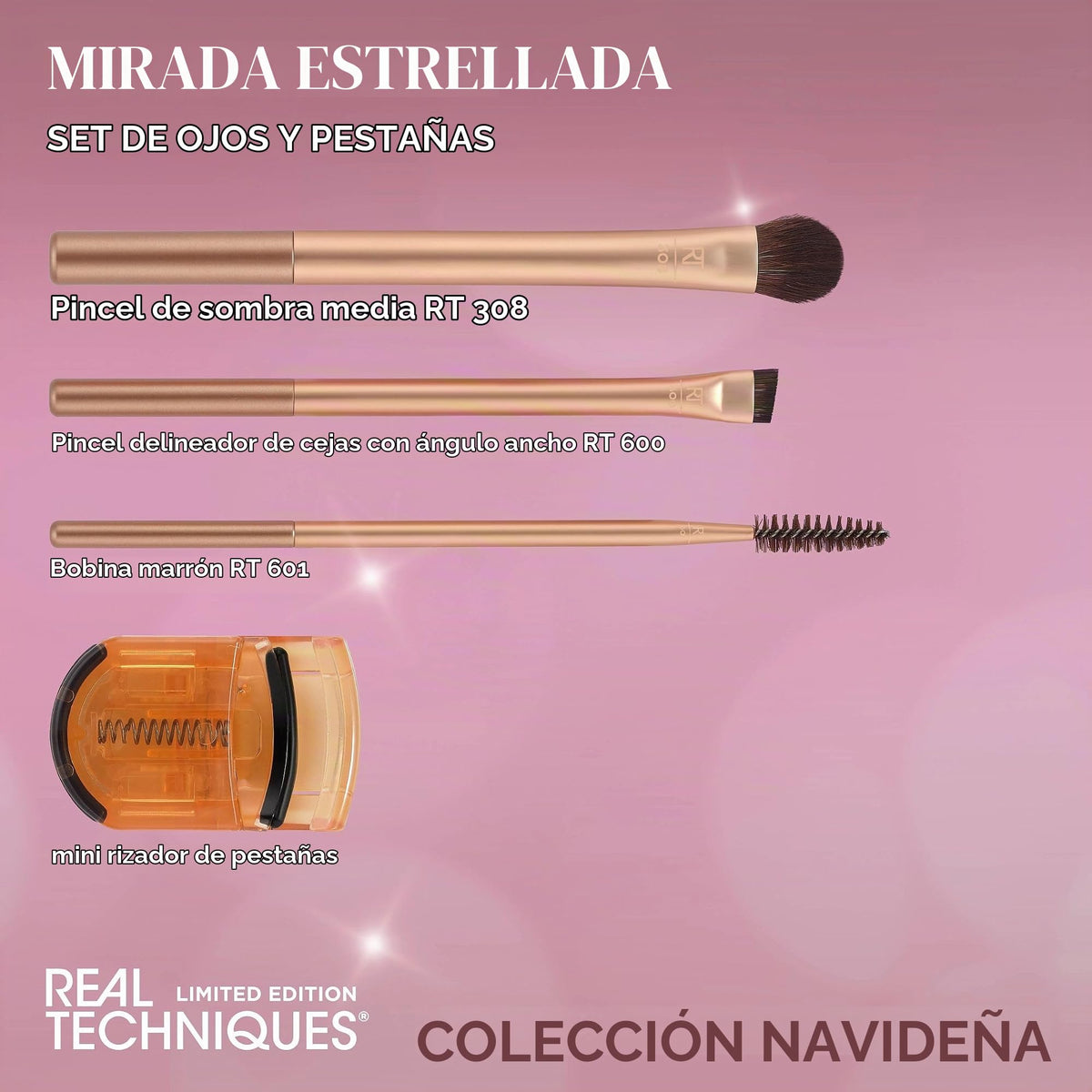 Real Techniques Starlit Gaze Eye + Lash Kit - Set de regalo (4 piezas, edición limitada)