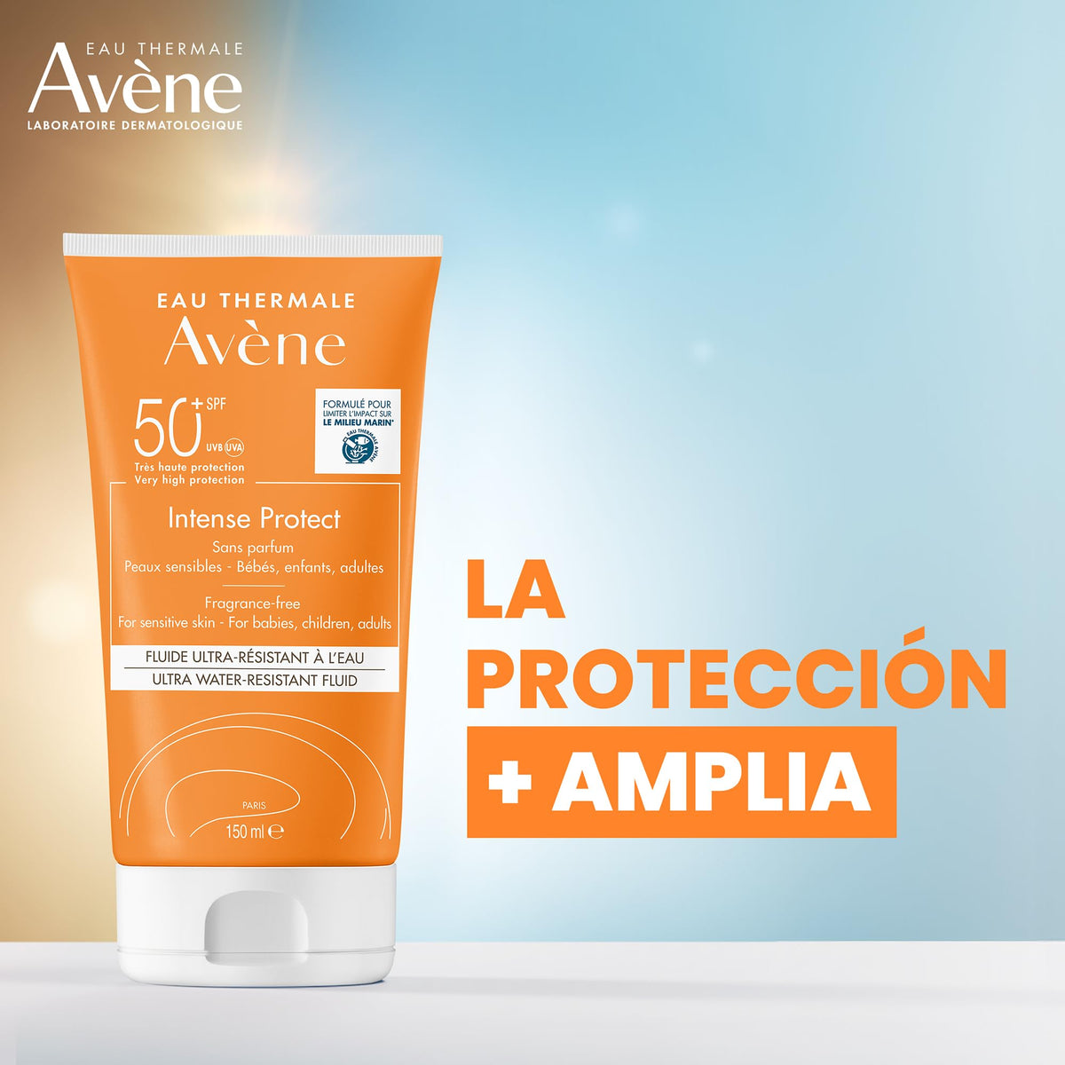 Protector Solar Facial y Corporal Avene Ultra Resistente al Agua FPS 50+ con TriAsorB para Piel Normal