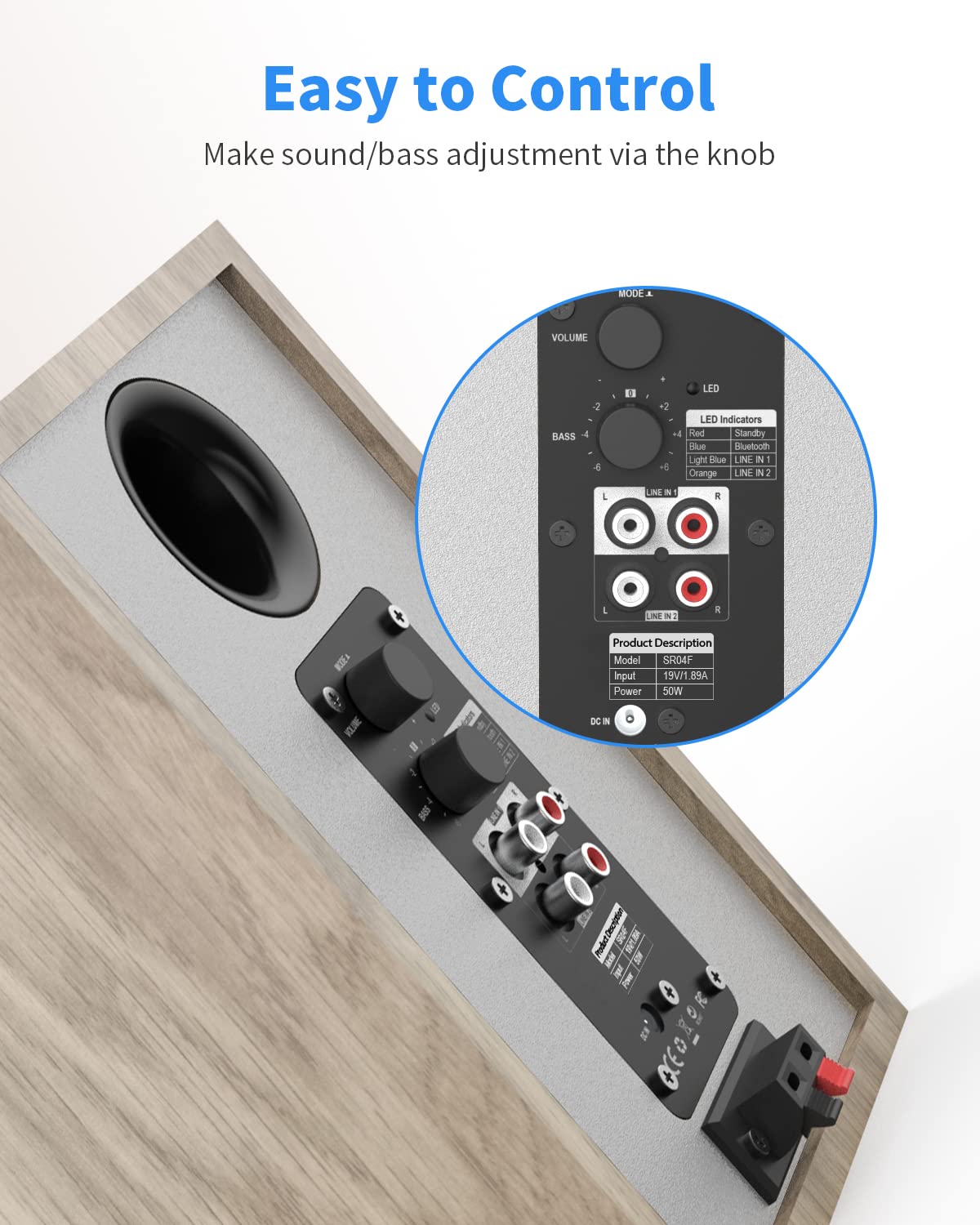 Altavoces Bluetooth BESTISAN Madera 50 W para Audio en el Hogar