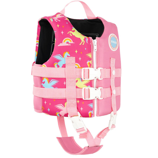 Boglia - Chaleco de natación para niños y niñas de 20-30-40-50-60-70-80-80 libras con correa de seguridad ajustable