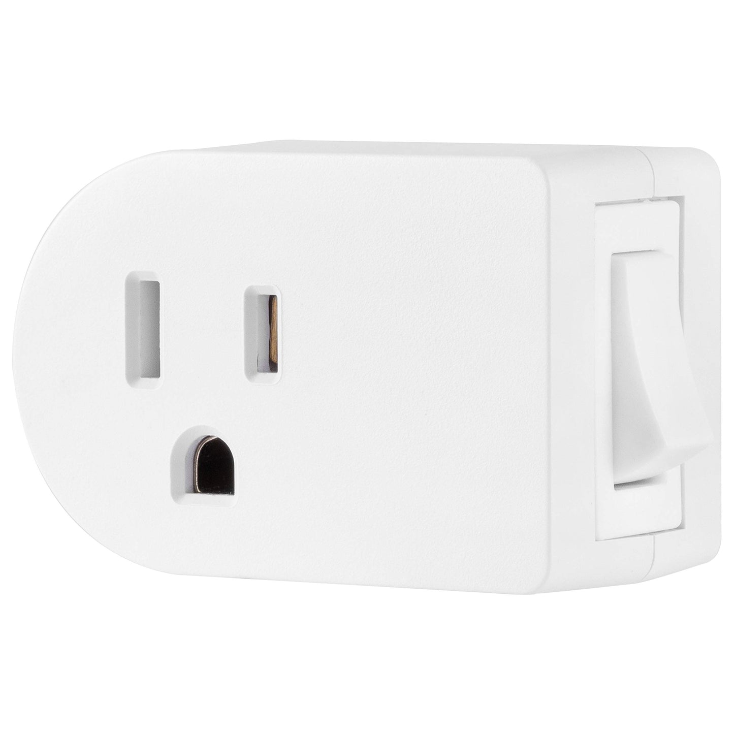 Interruptor de encendido/apagado de tierra Cordinate, 3 clavijas, adaptador de enchufe, ideal para luces interiores y electrodomésticos pequeños, blanco, 49968, 1 paquete