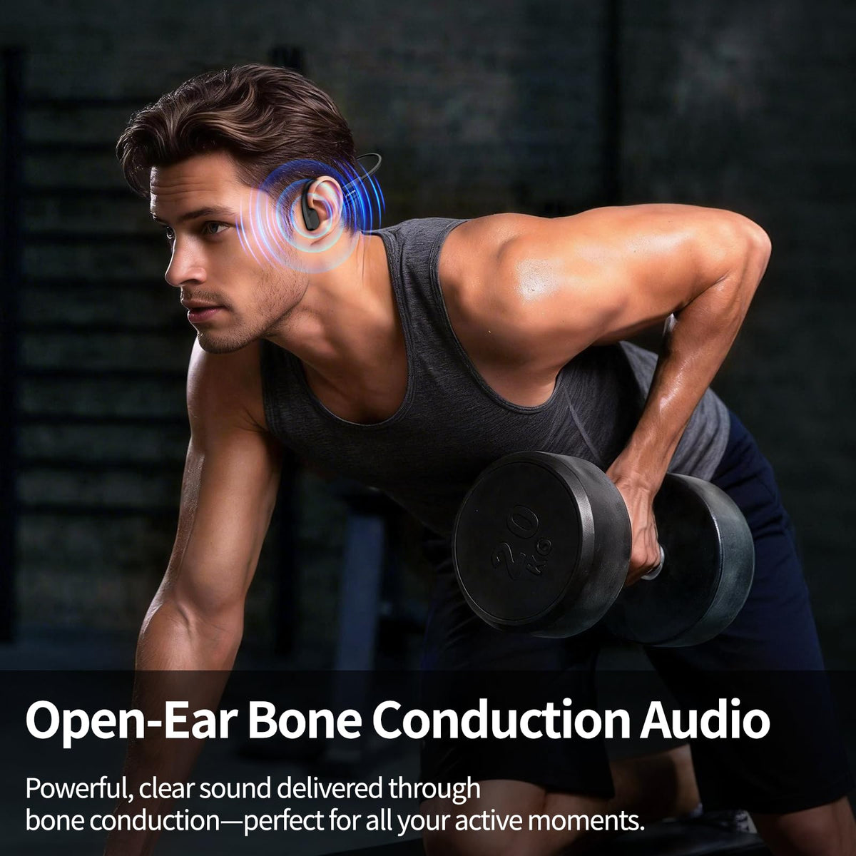 Auriculares de Conducción Ósea LazyGoose Negro Bluetooth 6.0 Impermeables IPX7 con Micrófono para Correr y Ciclismo