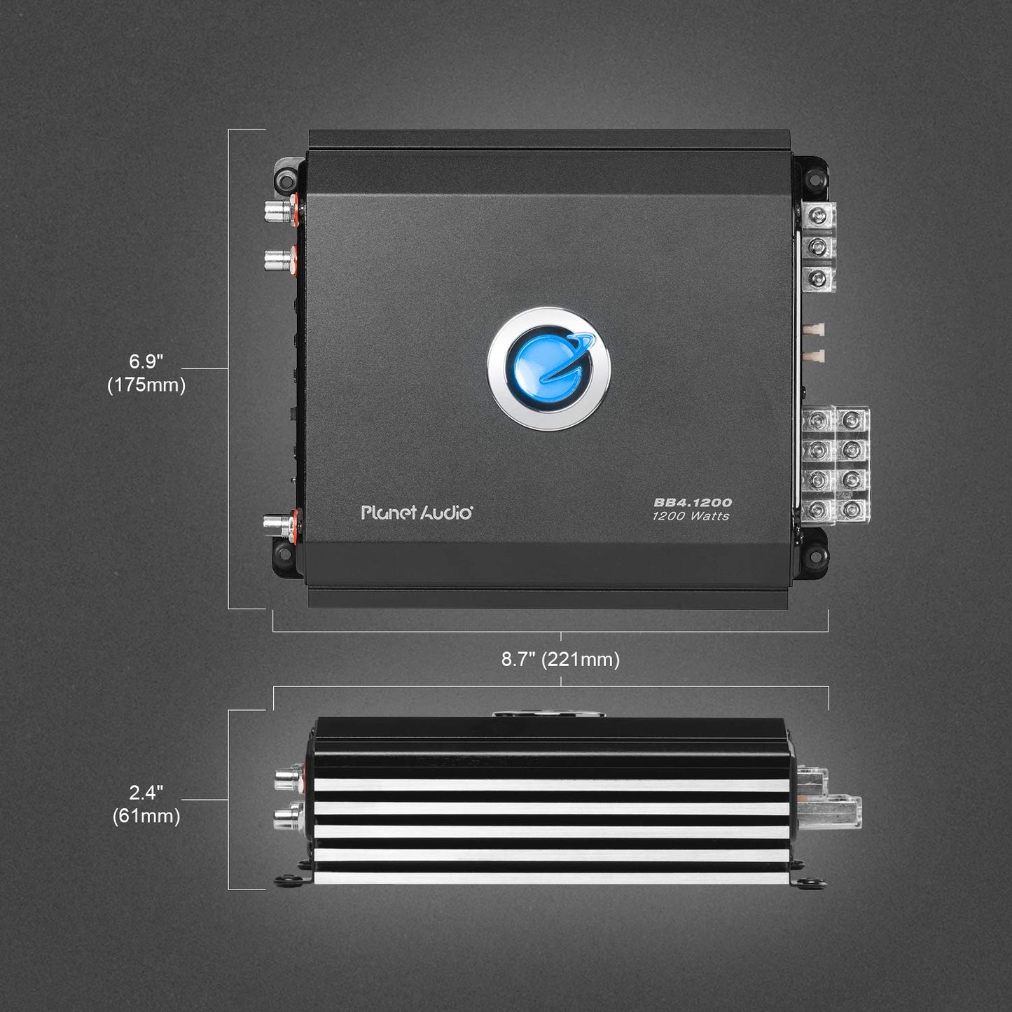 Amplificador de Carro Planet Audio BB4.1200 Negro 4 Canales 1200 Watts Full Range Clase A/B BridgeableMOSFET