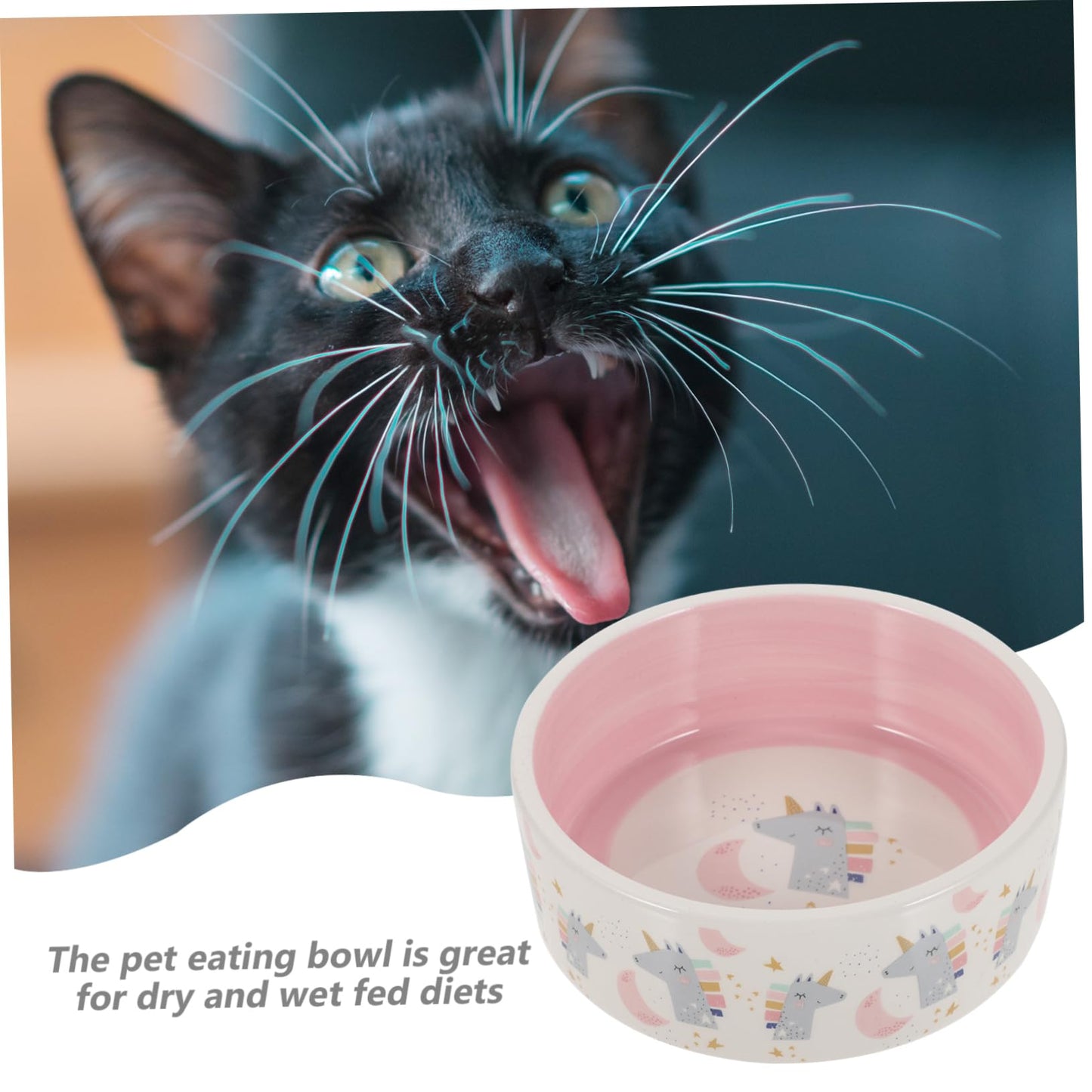 FOMIYES Comedero para Mascotas Tazón De Comida para Perros Platos para Perros Tazón De Agua para Perros Pequeños Cuenco De Agua para Gatos Cerámica Acero Inoxidable Fácil De Limpiar Rosa