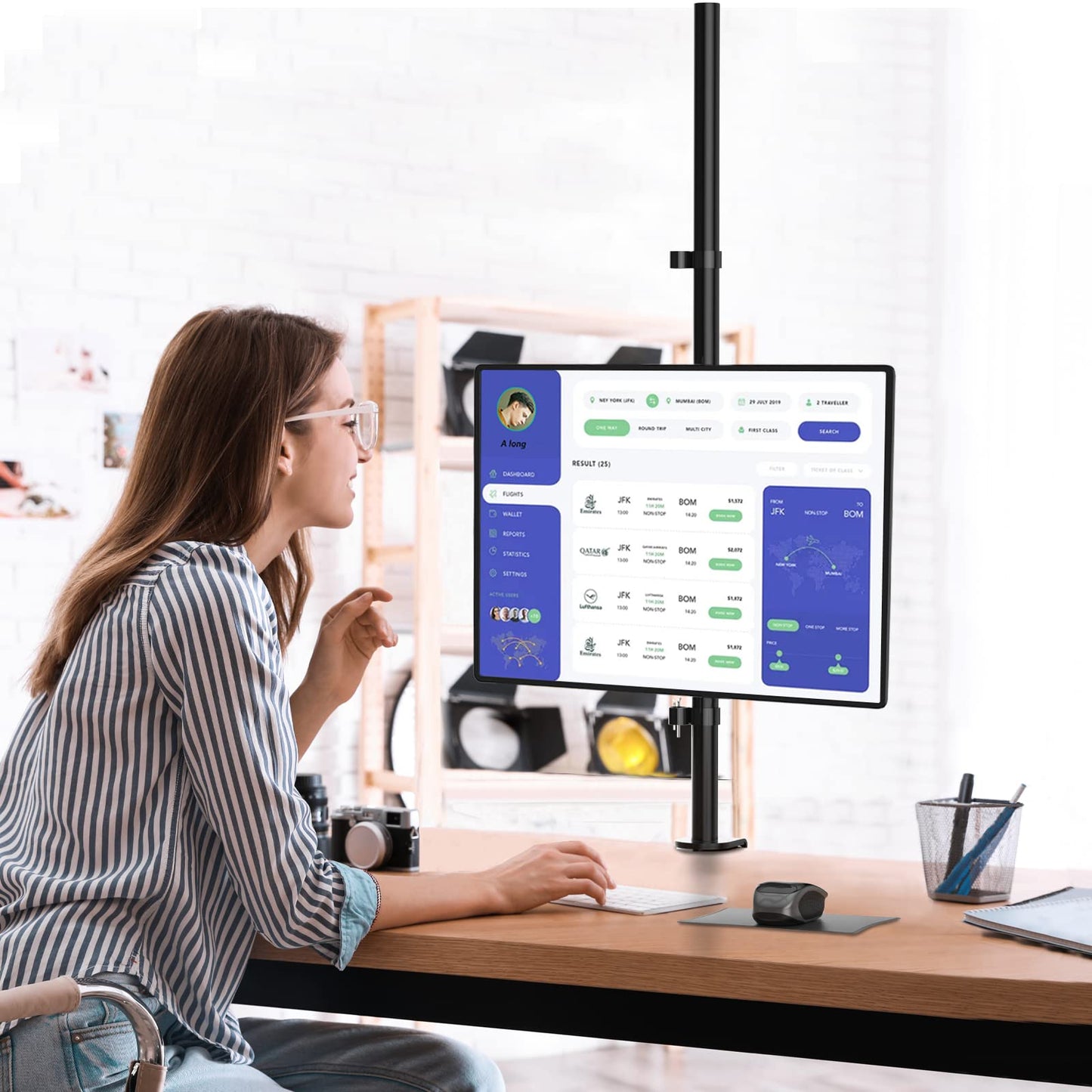 Soporte para Monitor WALI de 39 Pulgadas Ajustable con Brazo Articulado