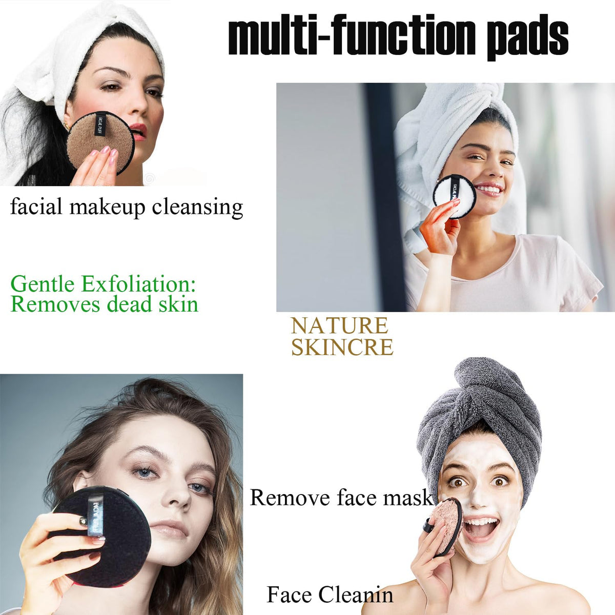Almohadillas Desmaquillantes Constefire Reutilizables Hipoalergénicas para Limpieza Facial