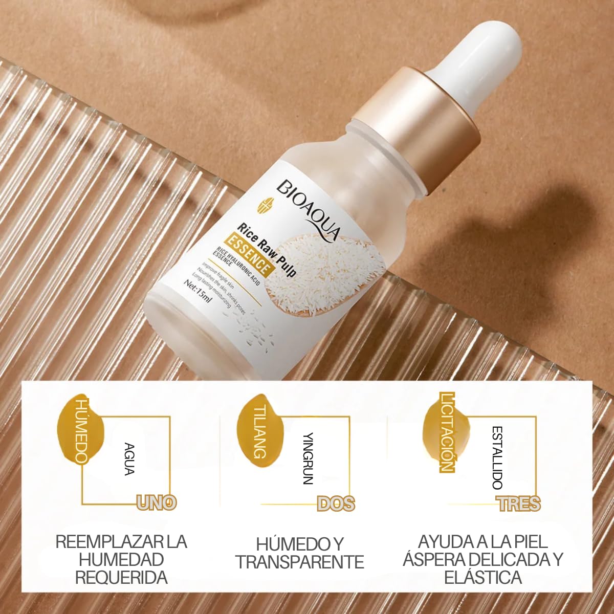 UNIVERSOENLINEA.COM Serum Cuidado Facial Arroz Aclara Y Reduce Manchas Oscuras Mejora Apariencia de La Piel Acido Hialurónico Mejora la Piel frágil, Nutre la Piel, Encoge los Poros, Hidratación de Larga Duración, Cuida Bien la Piel Hidratante y Tierna
