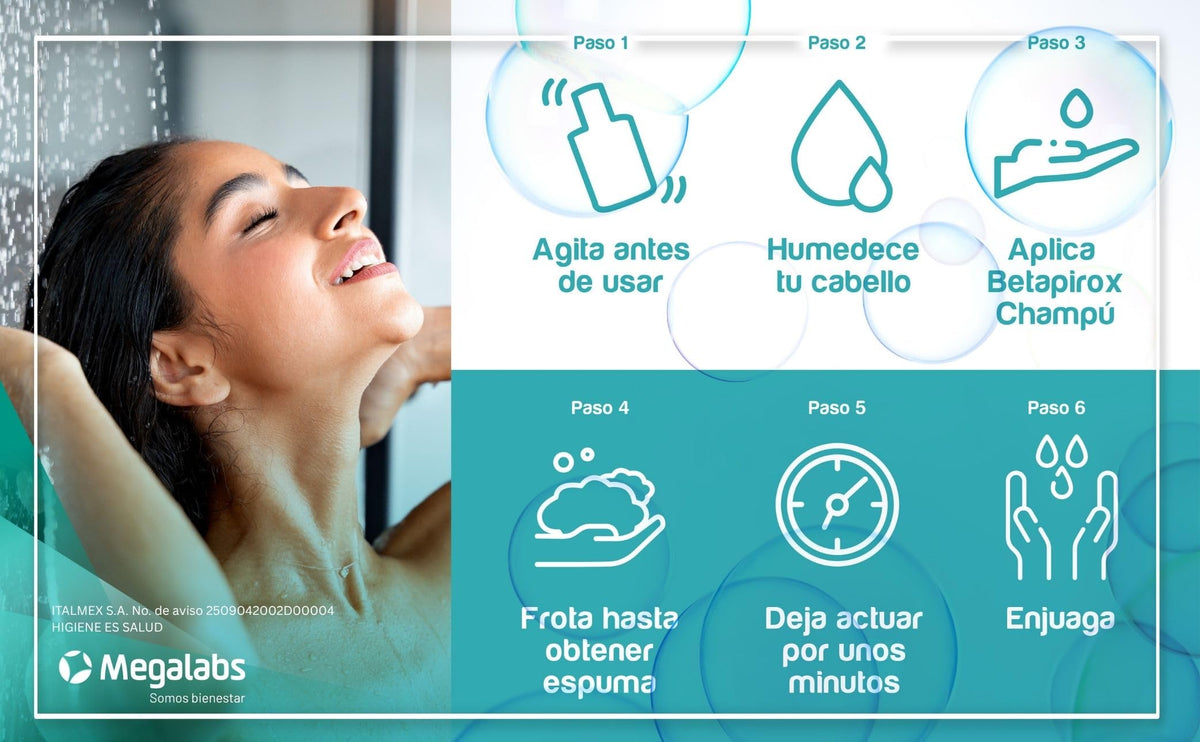 Betapirox Shampoo Dermatológico Anticaspa | Ideal para Cuero Cabelludo Graso o con Tendencia a la Descamación | Para Hombre y Mujer | 120 ml
