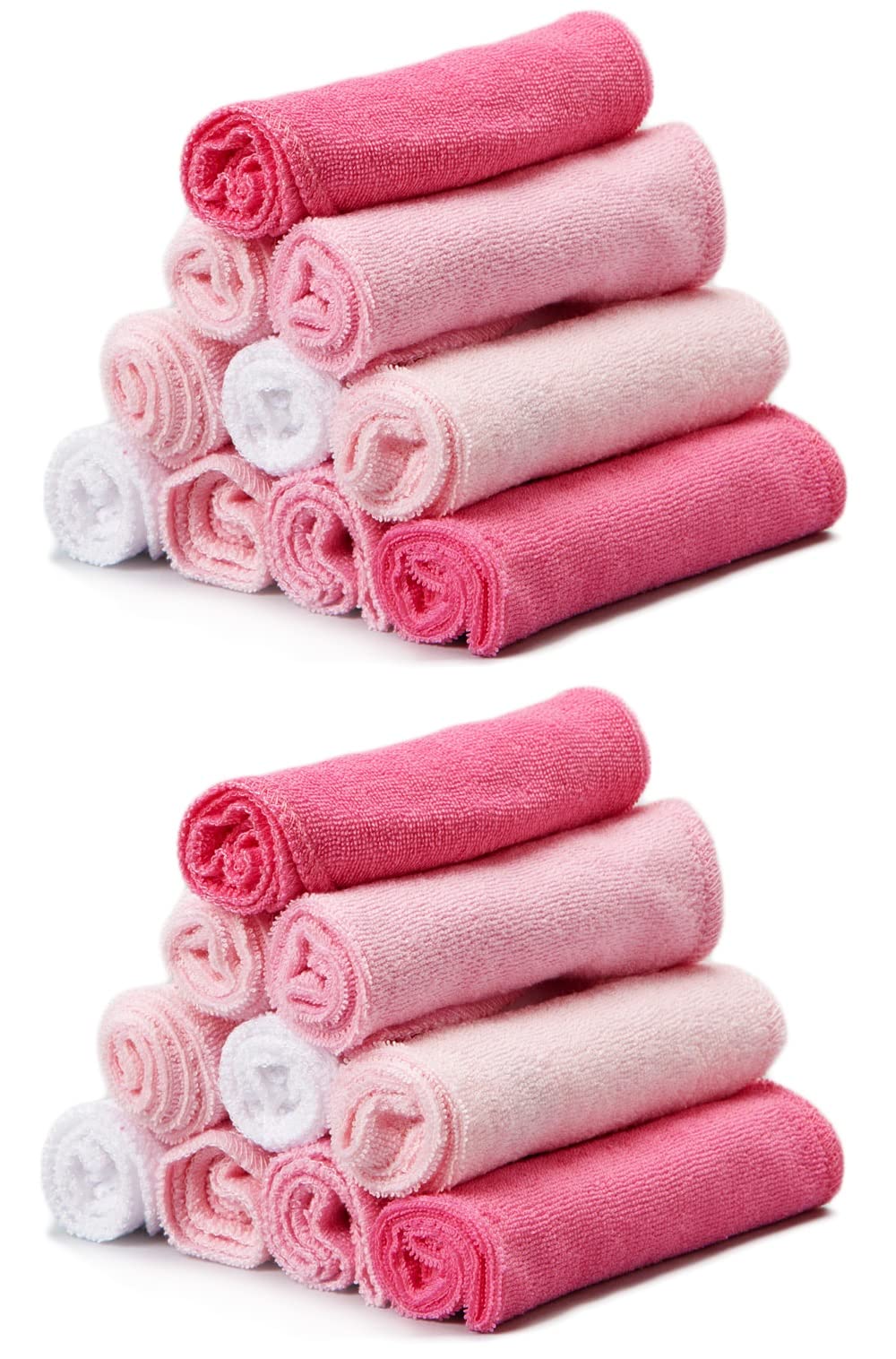 Spasilk 20-Piece Washcloth Set for Newborn Boys and Girls, Soft Terry Baby Washcloths, Baby Essentials, Pink