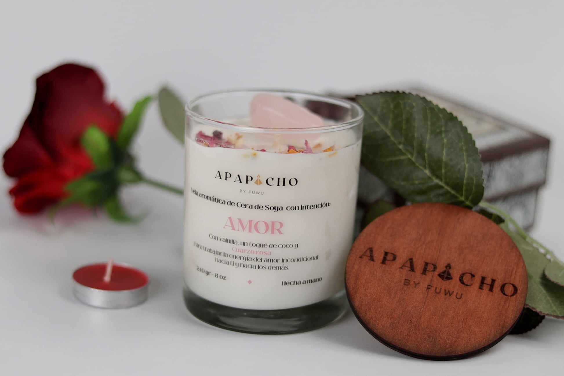 Fuwu, velas aromaticas relajantes de cera de soya con cuarzos naturales, velas decorativas hechas a mano con hierbas de olor, aromatizantes para hogar, velas aromaticas (Vainilla con coco)