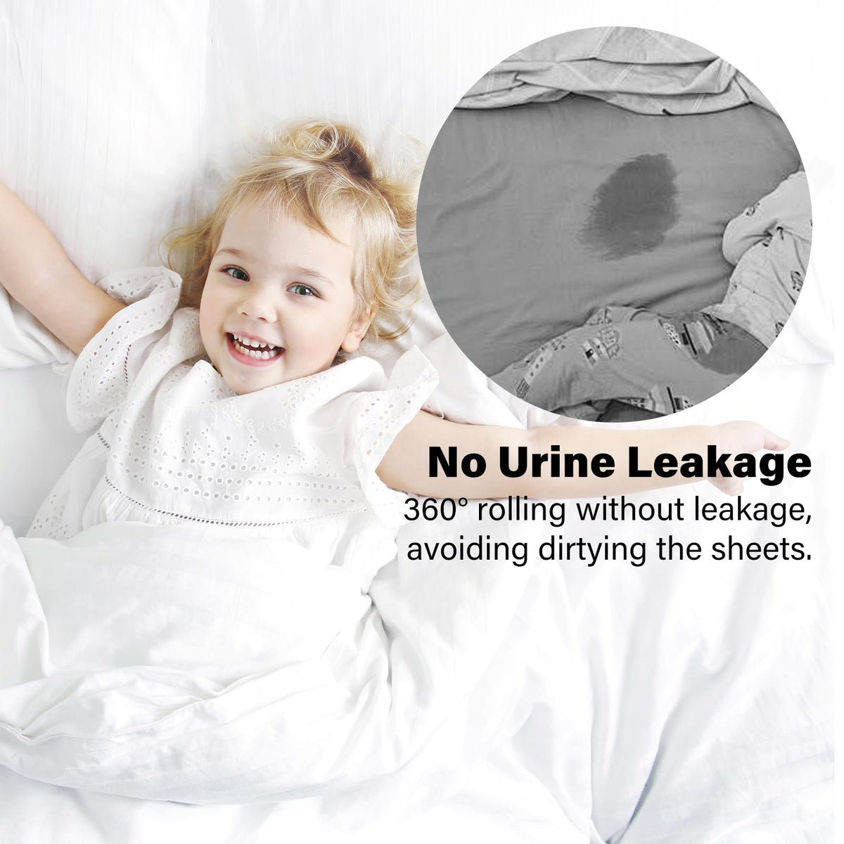 Pantalones de pañales impermeables para bebés y niños, paquete de 2 pantalones absorbentes para entrenamiento para niños y niñas, uso de día y noche (conejo L)