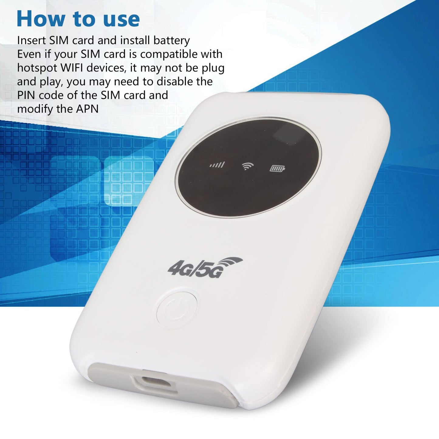 Asixxsix Módem WiFi 4G LTE, Desbloqueado 5G WiFi Hotspot Móvil Router WiFi con Ranura para Tarjeta SIM y Micro USB 300Mbps de Alta Velocidad Portátil de Viaje Hotspot para Viajes