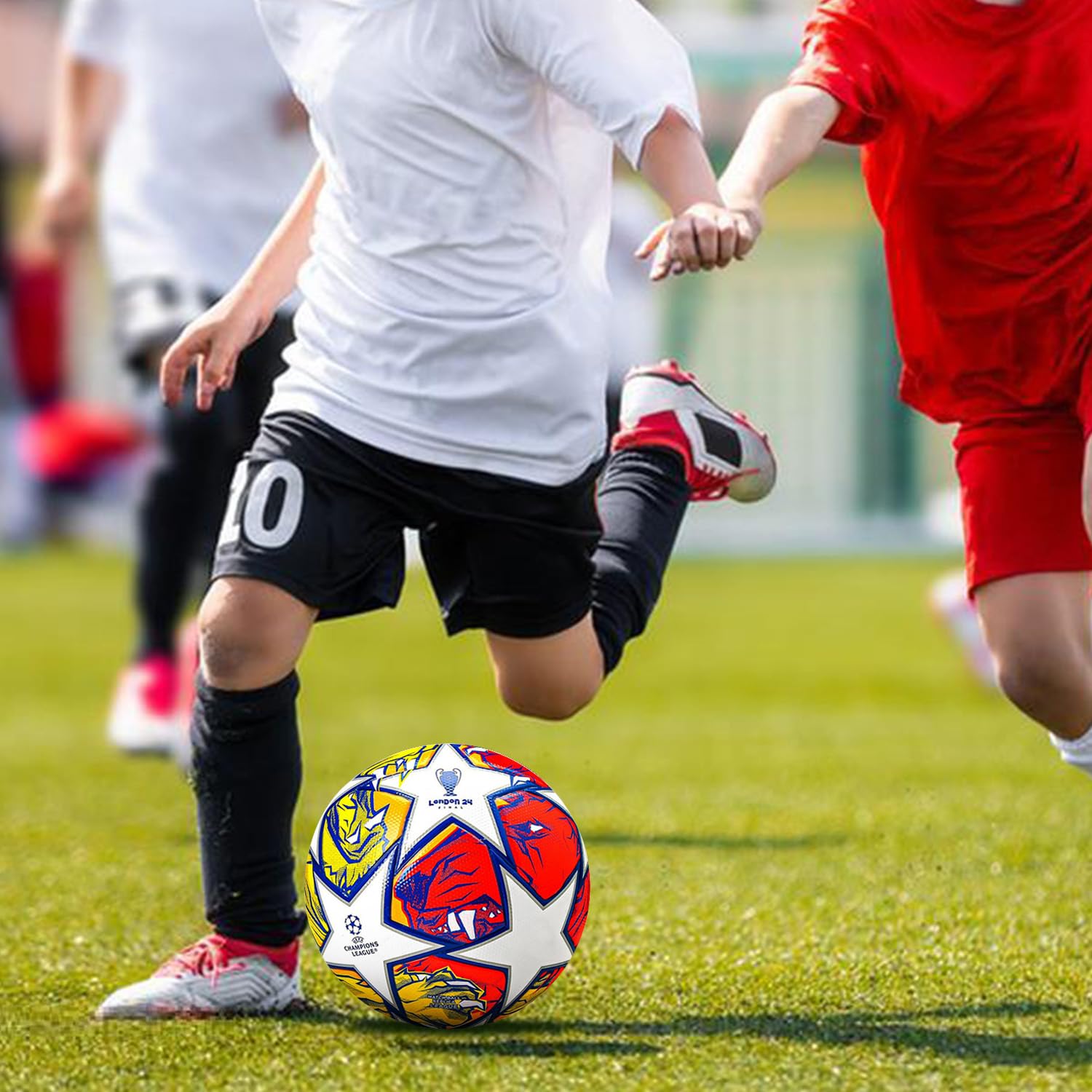 Balón de Fútbol QMCZLA Amarillo tamaño Normal de Entrenamiento Juvenil con Red de Pasador para Niños y Adultos