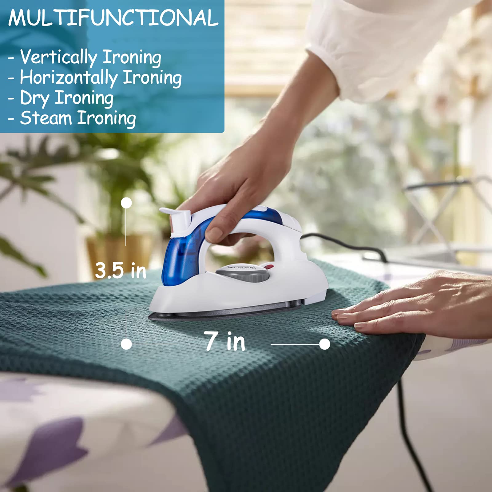 DenniesCare - Plancha de vapor portátil para ropa, plancha de mano con suela antiadherente, plancha, plancha en seco y planchado a vapor, tanque de agua desmontable con calentamiento rápido