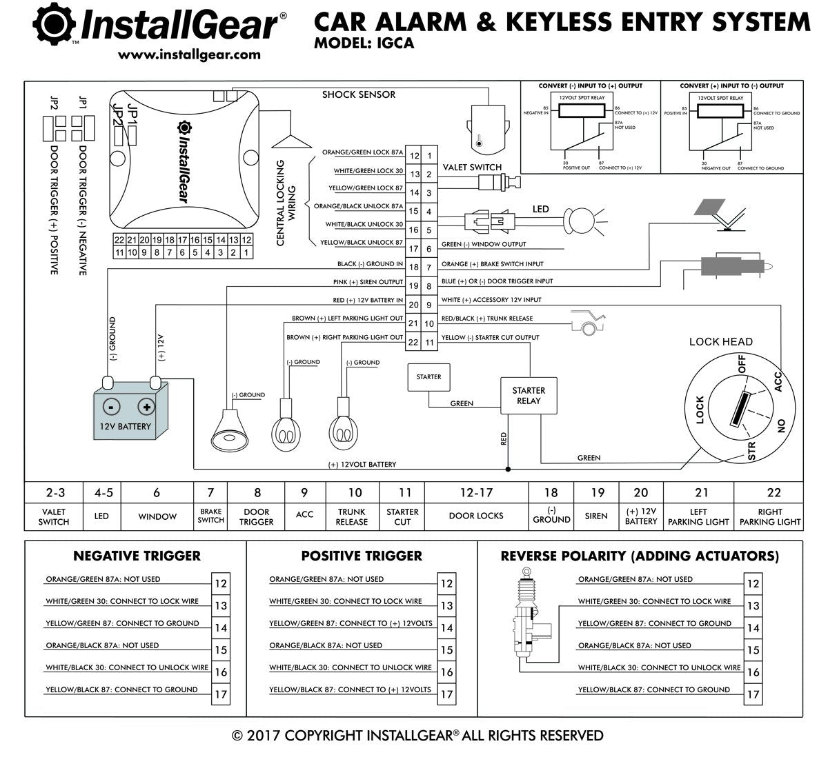 Alarma De Coche Installgear Maletero Sistema De Seguridad Entrada Sin Llave Con Dos Controles Remotos 4 Botones