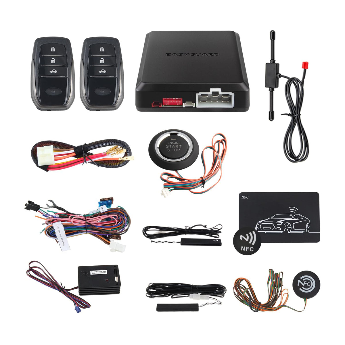 Sistema de Alarma para Auto EASYGUARD EC002-T2-NS Sensor de Proximidad Encendido Remoto con Botón Push y Contraseña Táctil DC12V